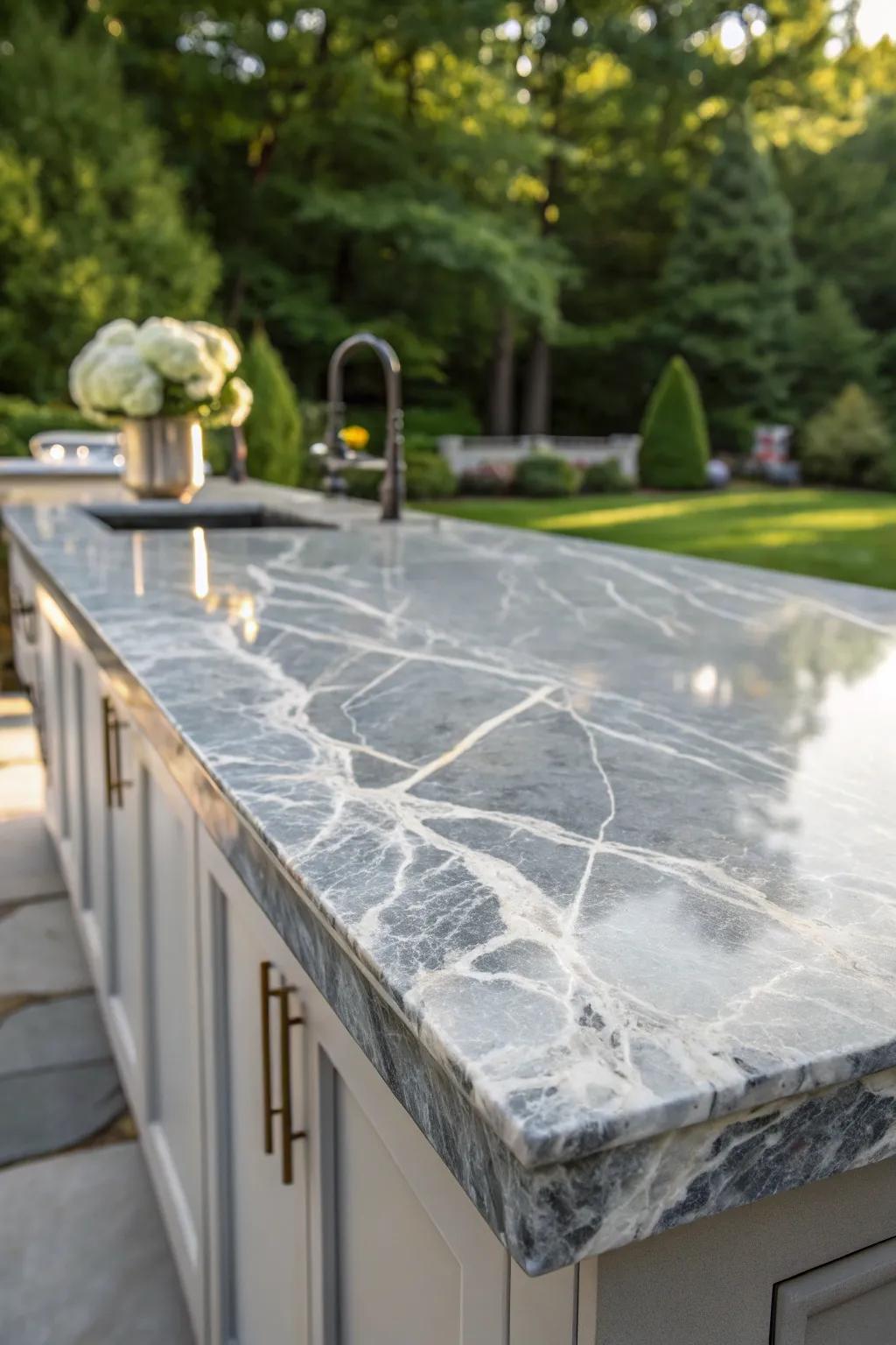 Enhance your outdoor space with the enduring beauty and strength of hard rock countertops.