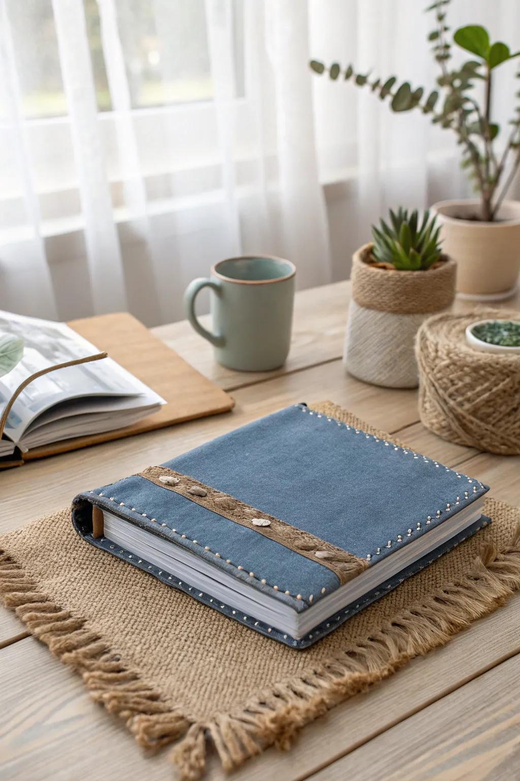 Transform reclaimed material into a delightful photo album cover that exudes relaxed elegance and resilience. #DIYAlbum #ScandiBoho