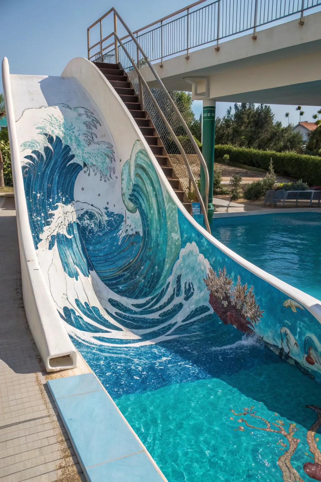 Make a splash via a personalized surge frieze onto your DIY pool slide!