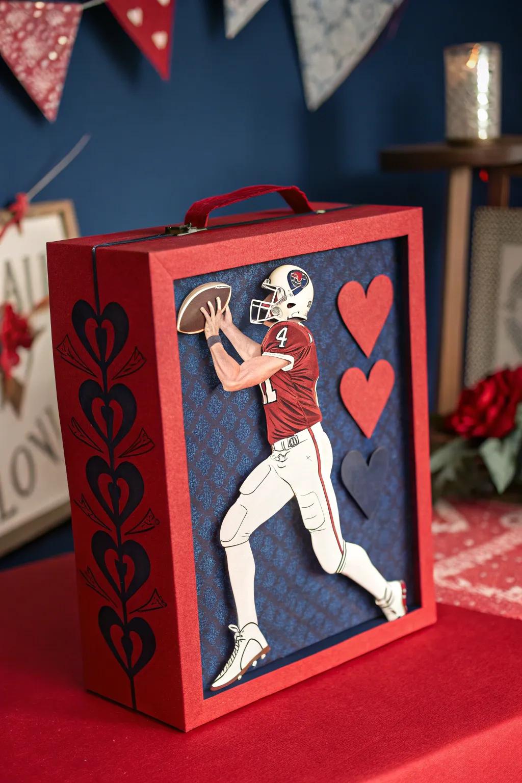 Commemorate leadership and affection with a quarterback-themed Valentine's container that scores in panache!