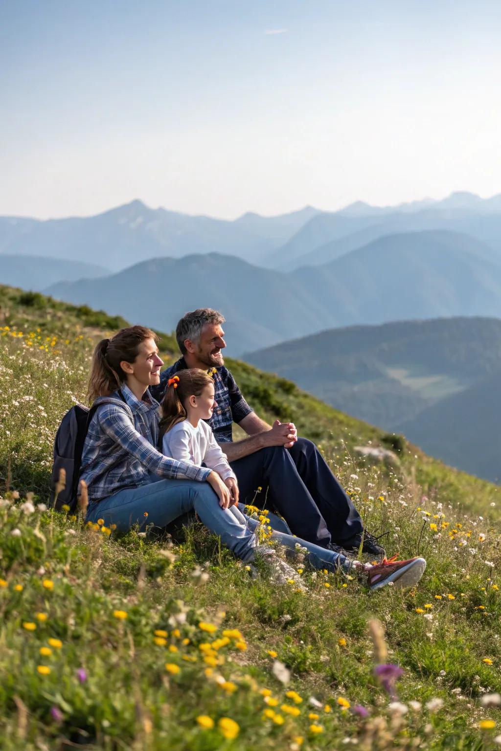 Embrace nature for a serene family portrait.