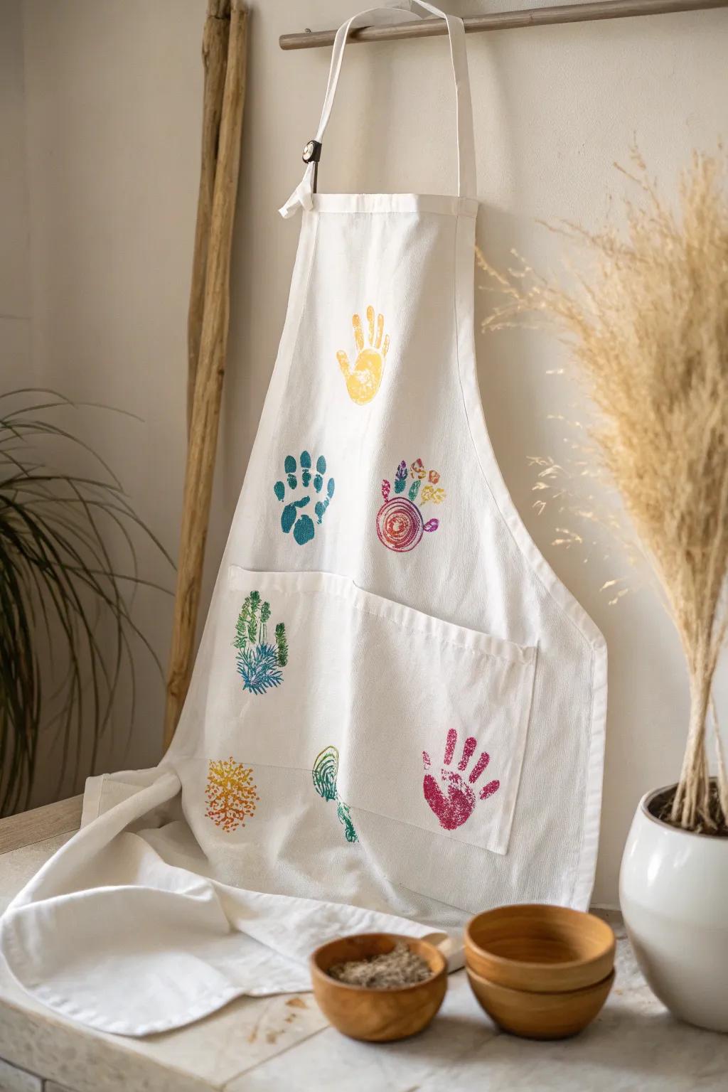 Capture the heart with a tiny artist's touch on this charming handprint garment for Father's Day.