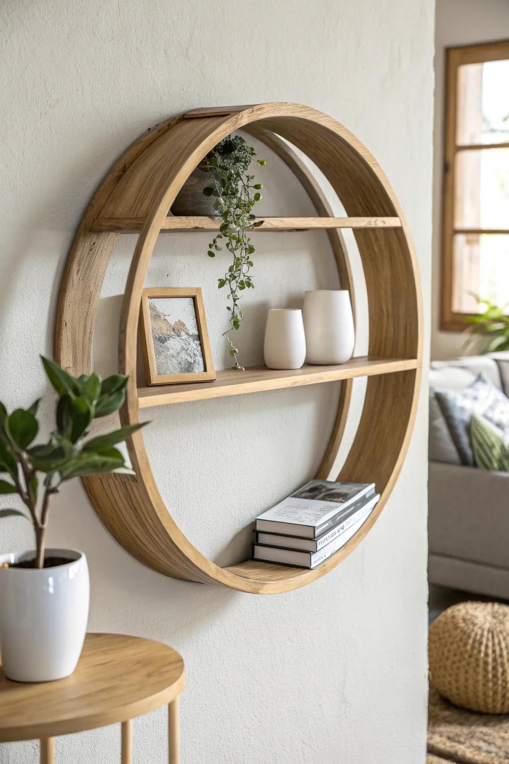Elevate your expanse through playful forms: Unveiling the charm of circular aerial bookshelves.