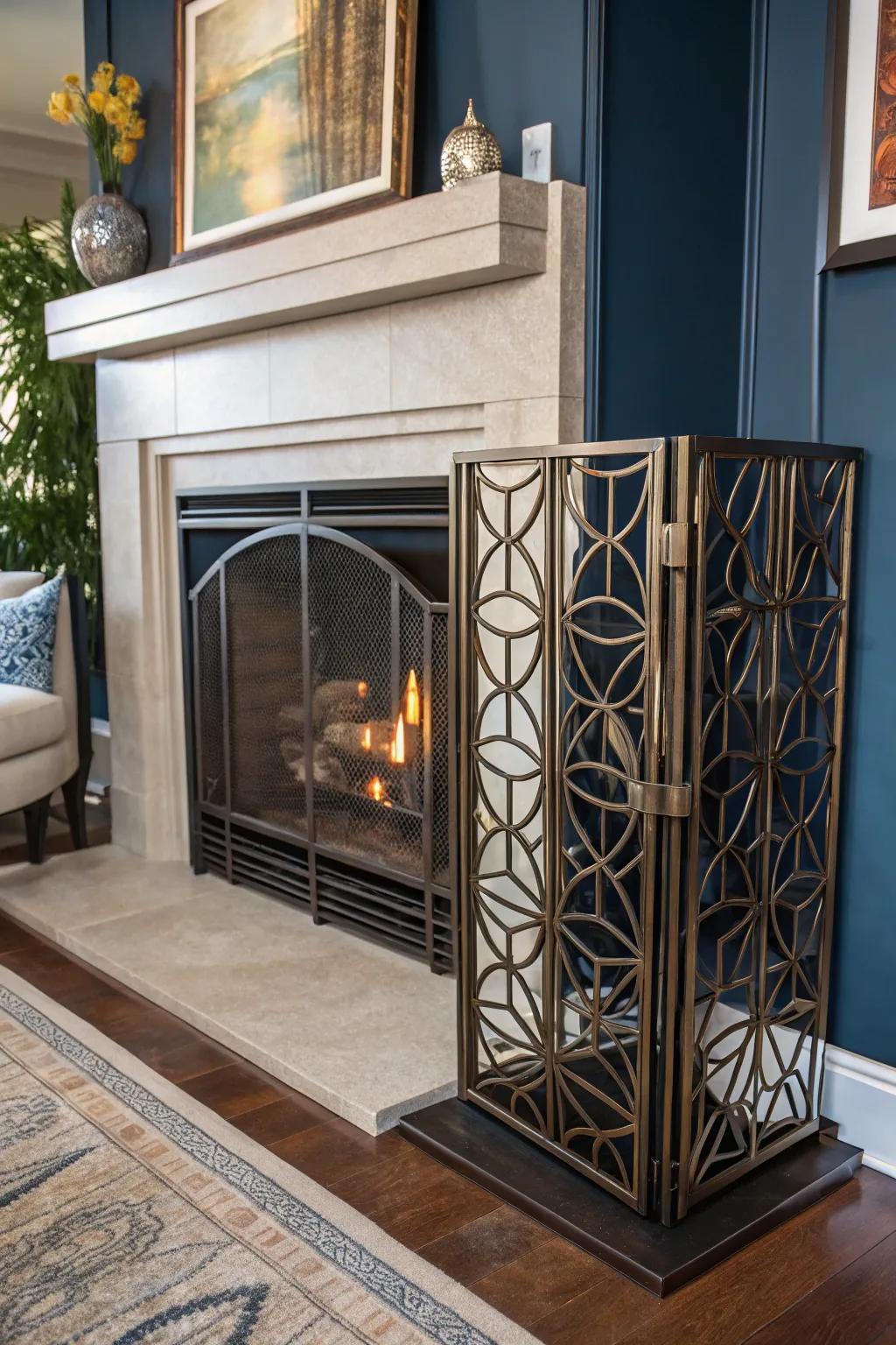 Elevate your living space with a sleek, modern fireplace screen that combines functionality with artisan craftsmanship.