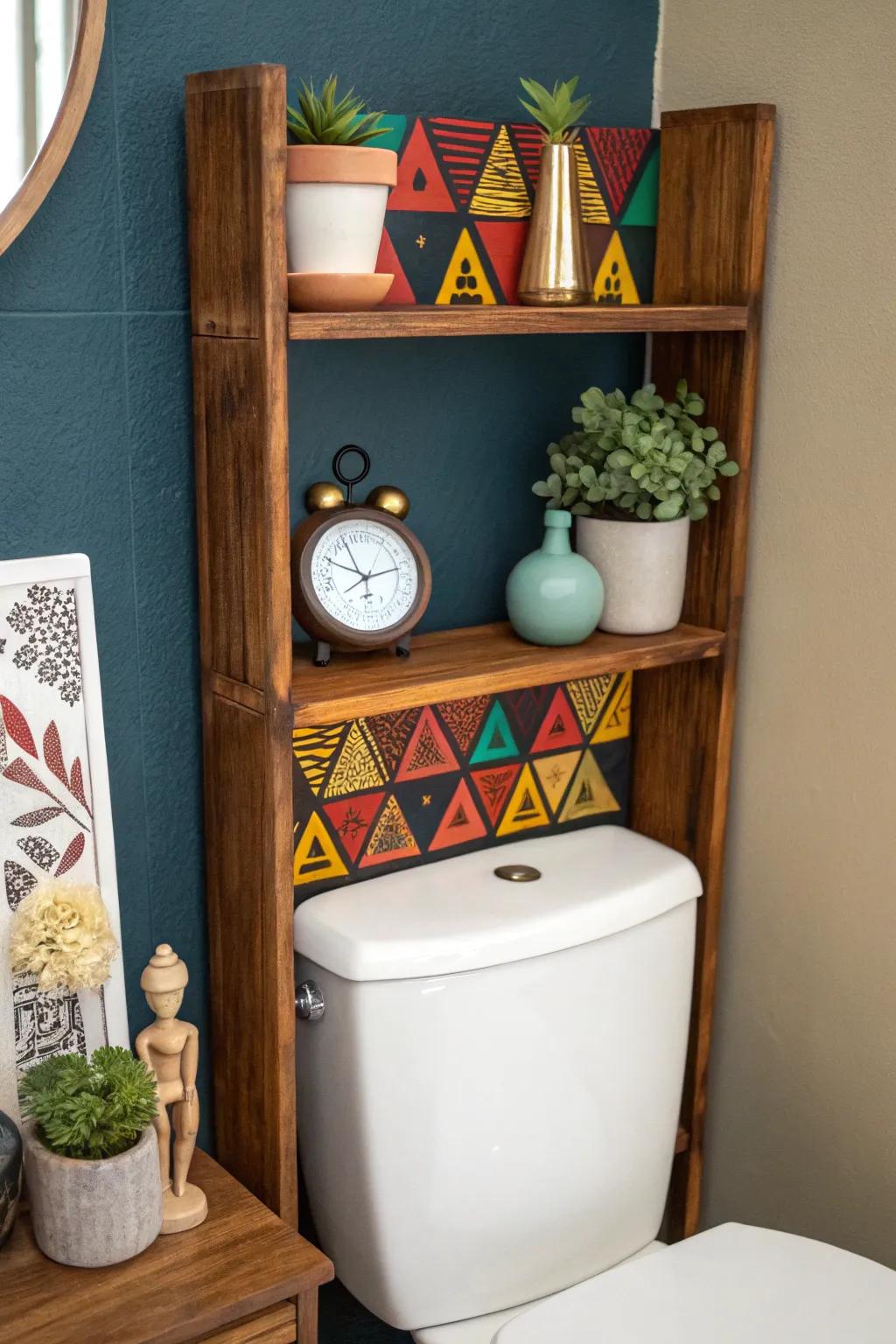 Change the gap with an artful touch: a geometric shelf that blends craftsmanship with modern flair.