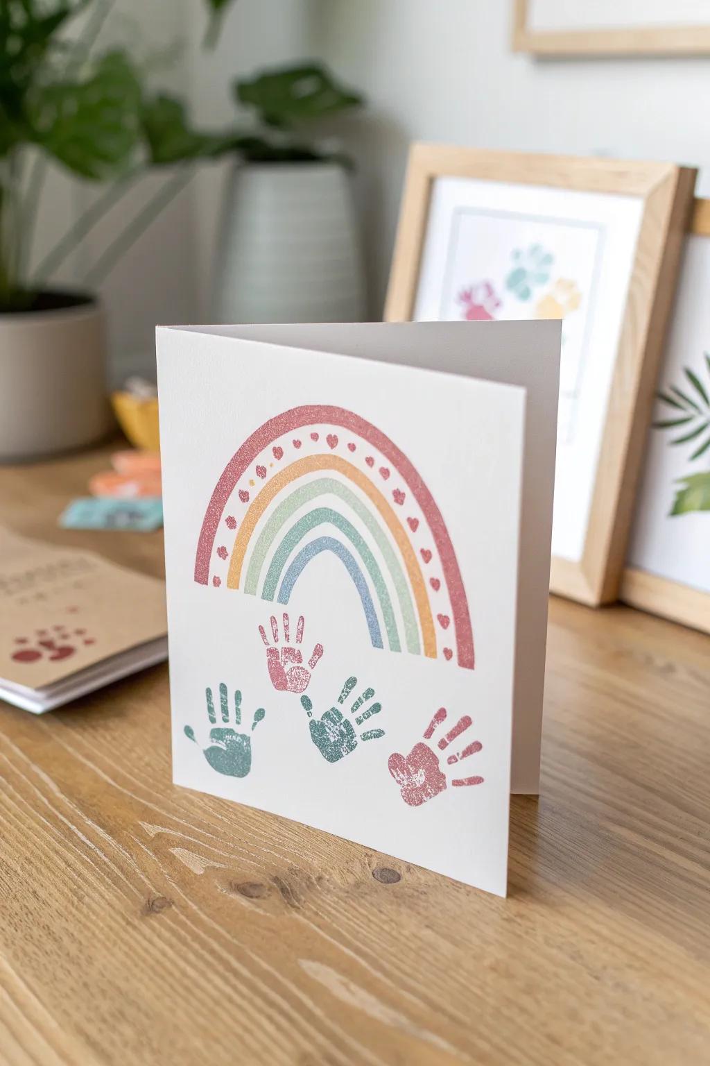 Celebrate with a Touch of Artistry: Handprint Spectrum Card