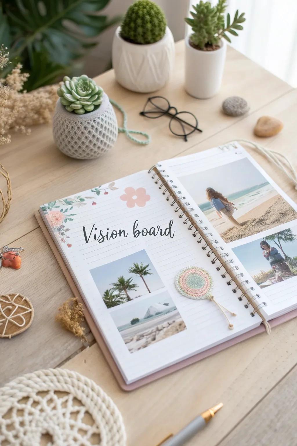 Transform your dreams into achievable goals by employing a visualization board page that inspires daily.