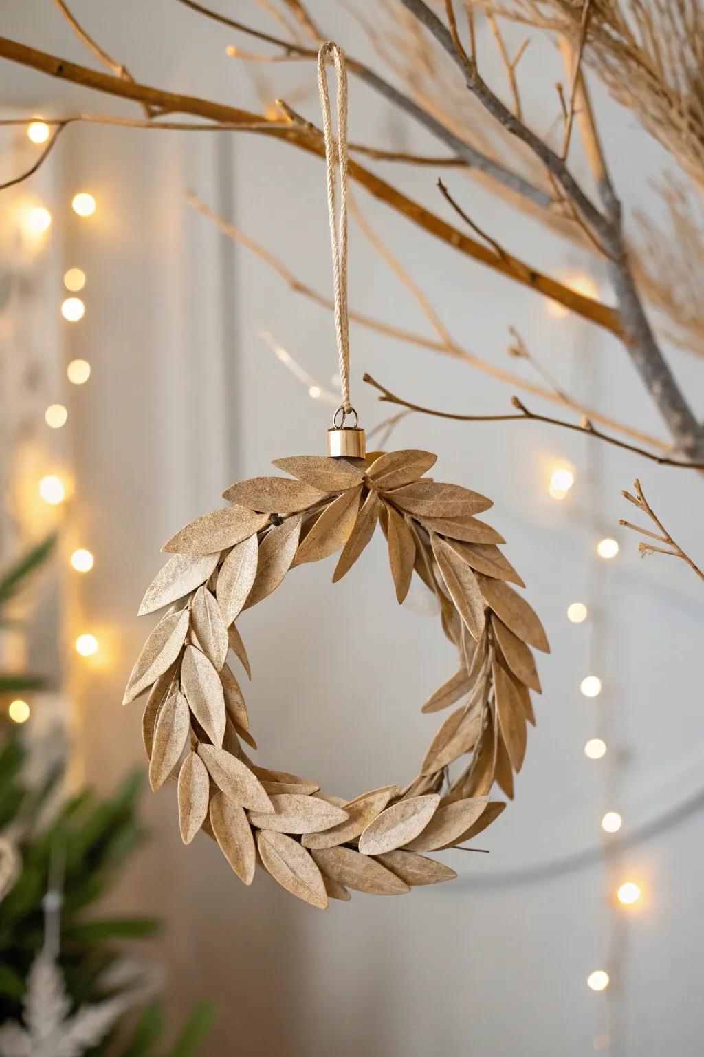 Embrace the season with nature's elegance: handcrafted foliage bauble for a minimalist holiday embellishment.