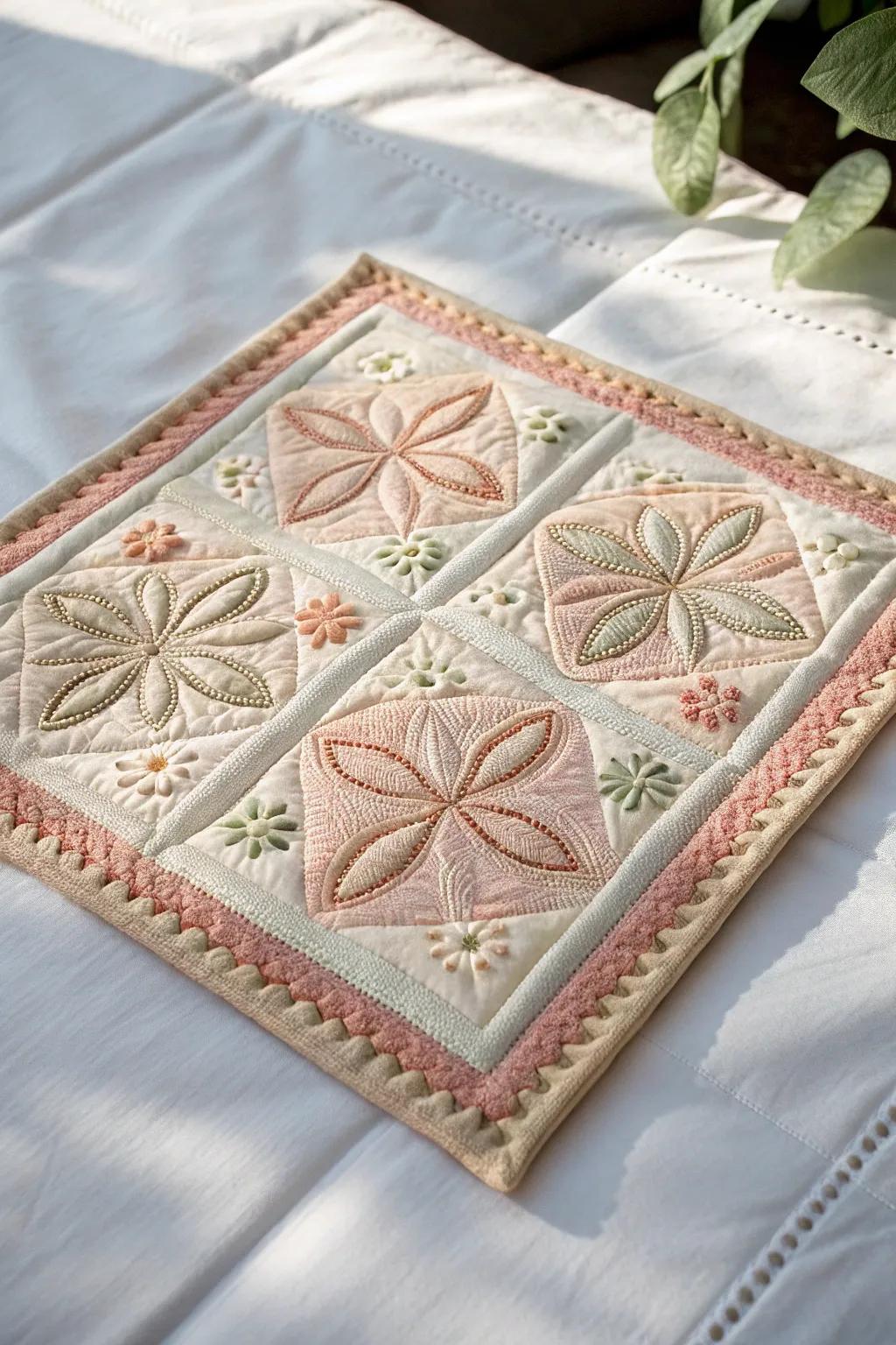 Elevate your quilting with artsy appliqué—where simplicity meets exquisite craftsmanship.