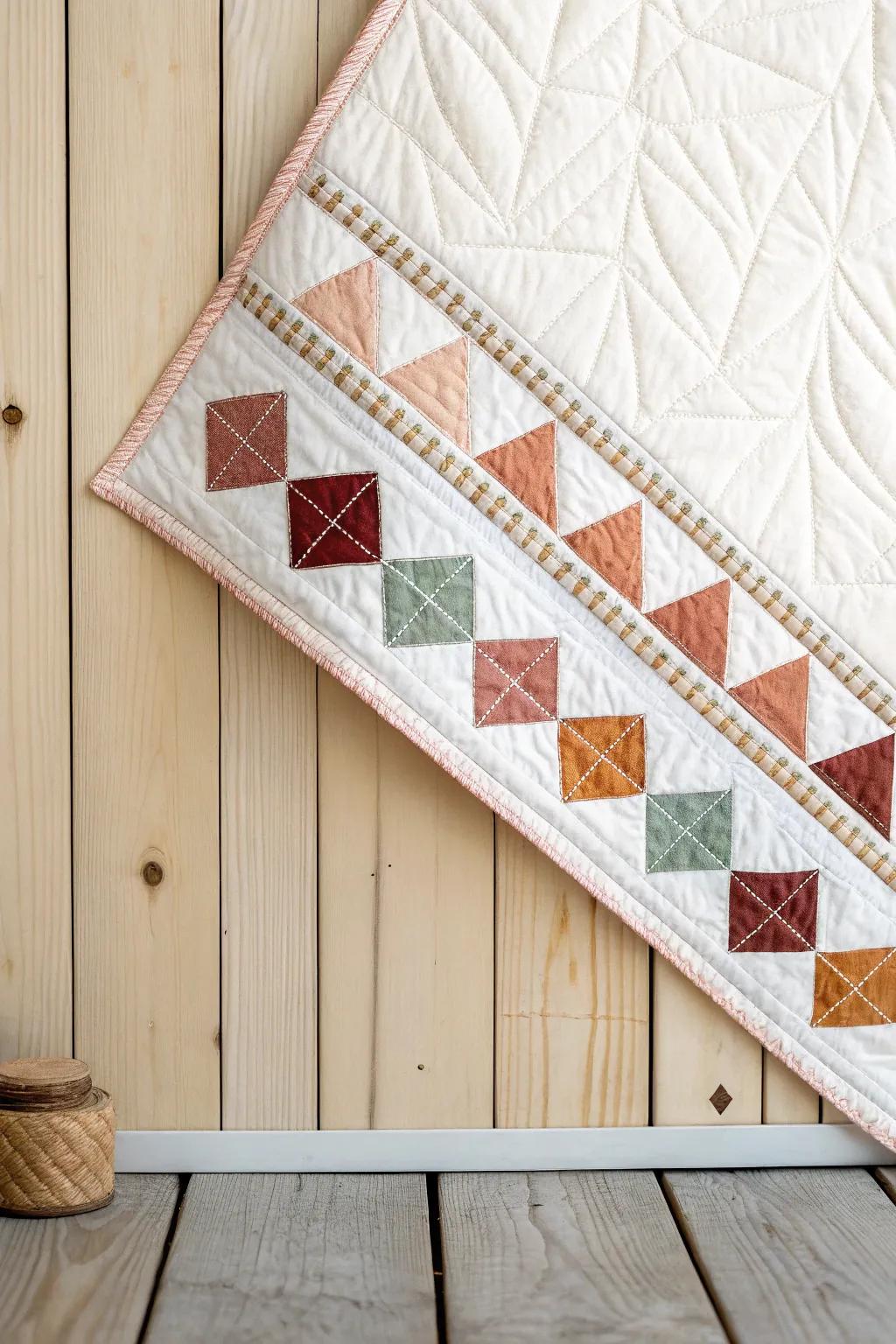 Whimsical Refinement: Uncover the allure of floating components in contemporary quilt aesthetics.