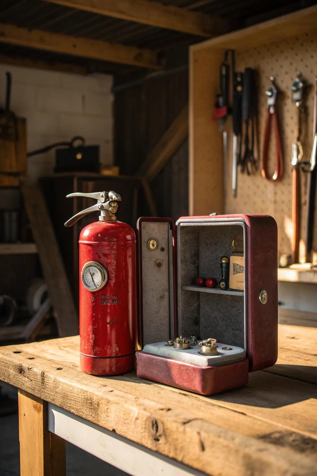 Hide in Plain Sight: A Vintage Fire Extinguisher Transformed into a Clever Mini Safe.