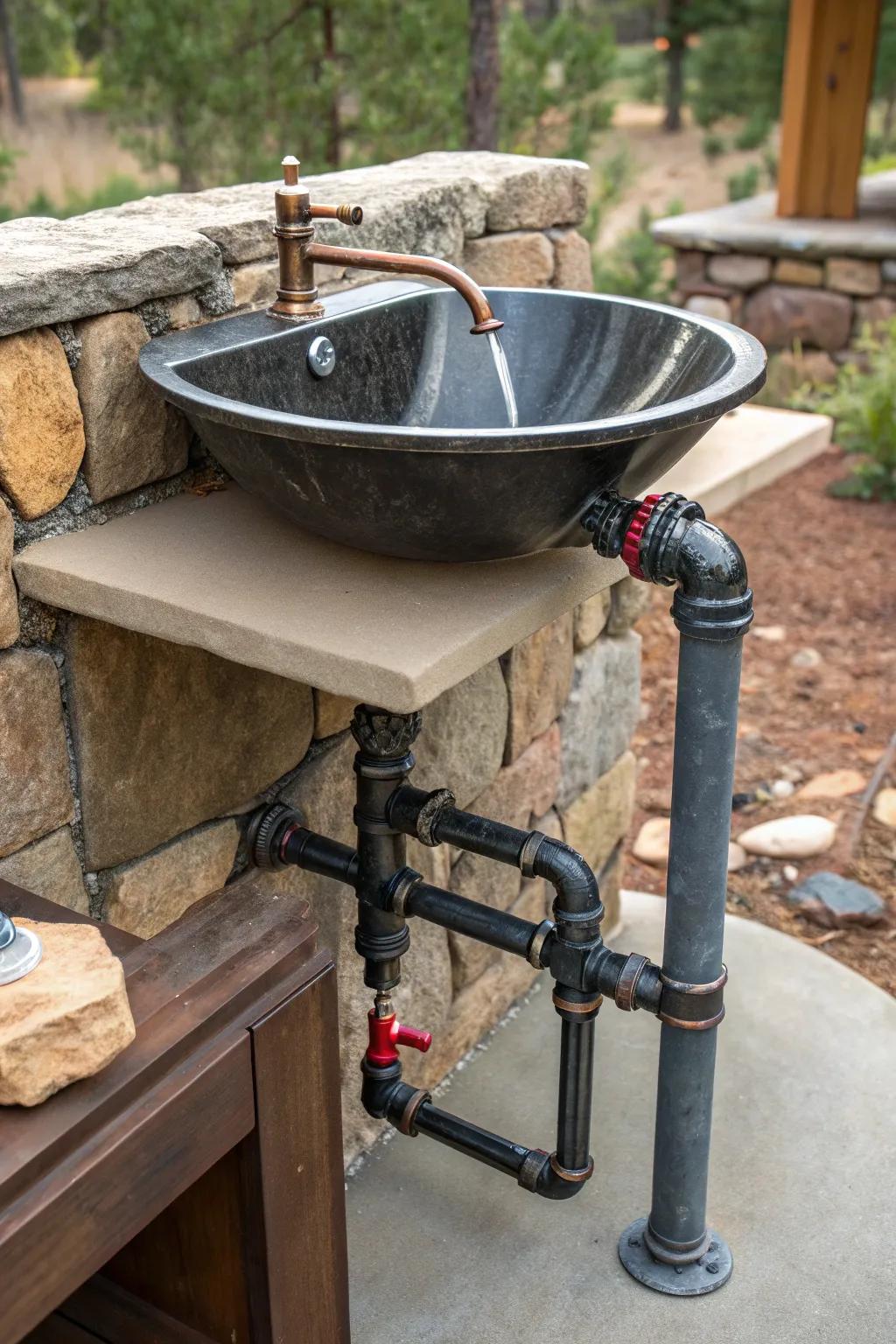 Elevate your outdoor kitchen with smooth and stylish sewer connections.