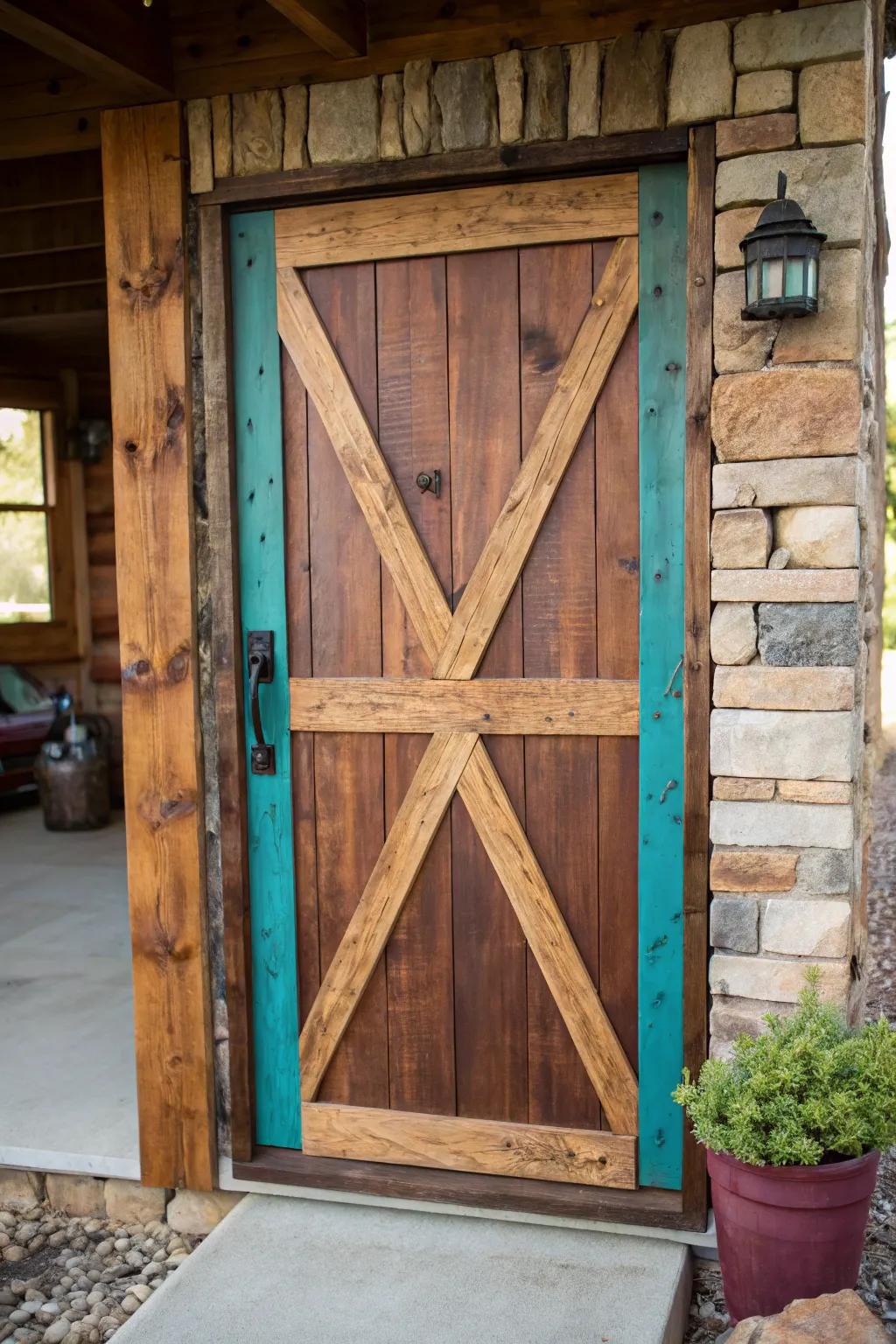 Uncover the enduring charm of farmhouse style through this audacious Cross-design pallet door.
