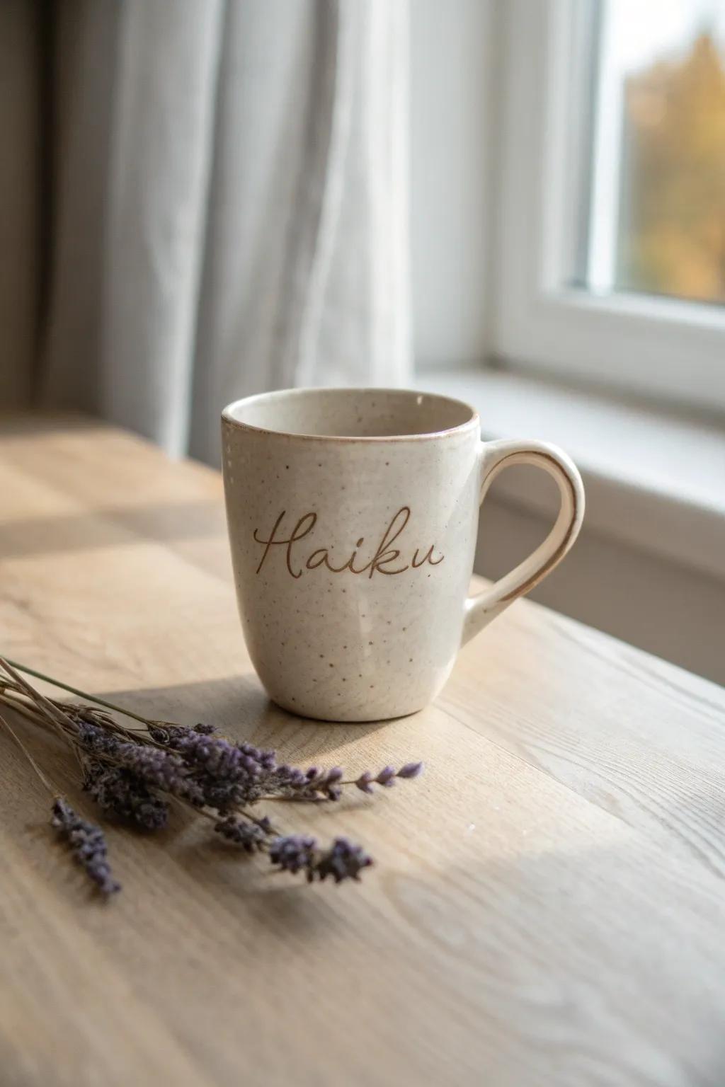 Sip serenity with a poetic touch. 🌿☕️ #MinimalistMug #ScandiBoho #PoetryInYourHands