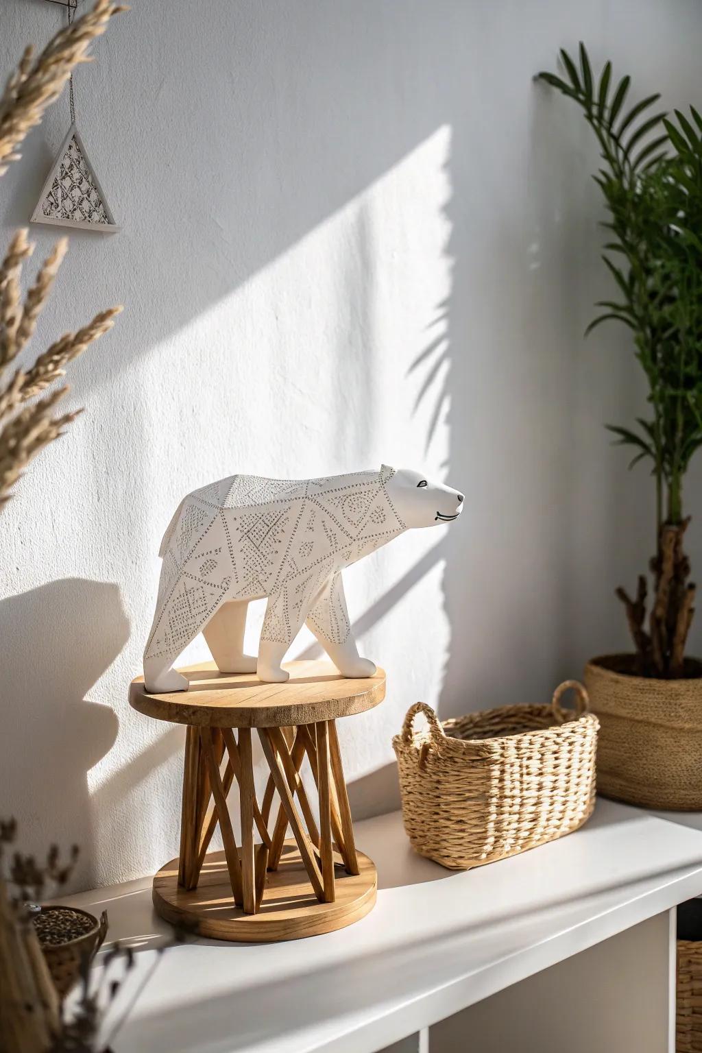 Bring the Arctic indoors with this enchanting Frigid Bear Shadow Art. Ideal for a minimalist touch with a hint of Boho charm.