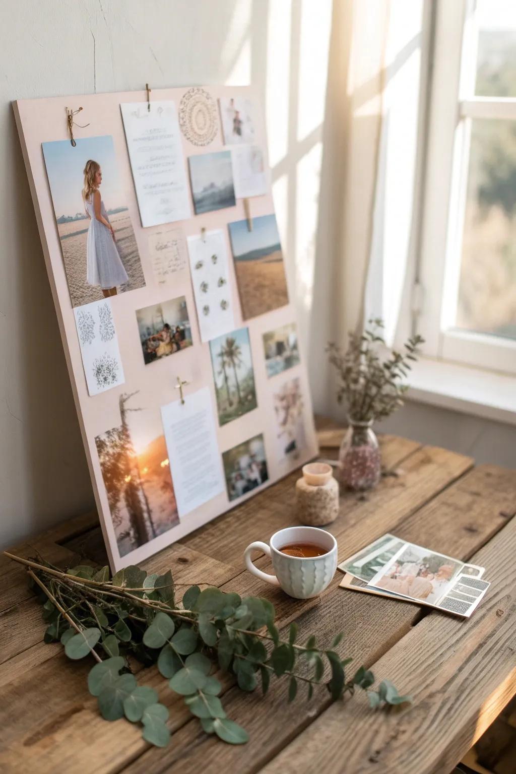 Craft your aspirations into actuality through a serene and inspiring vision board.