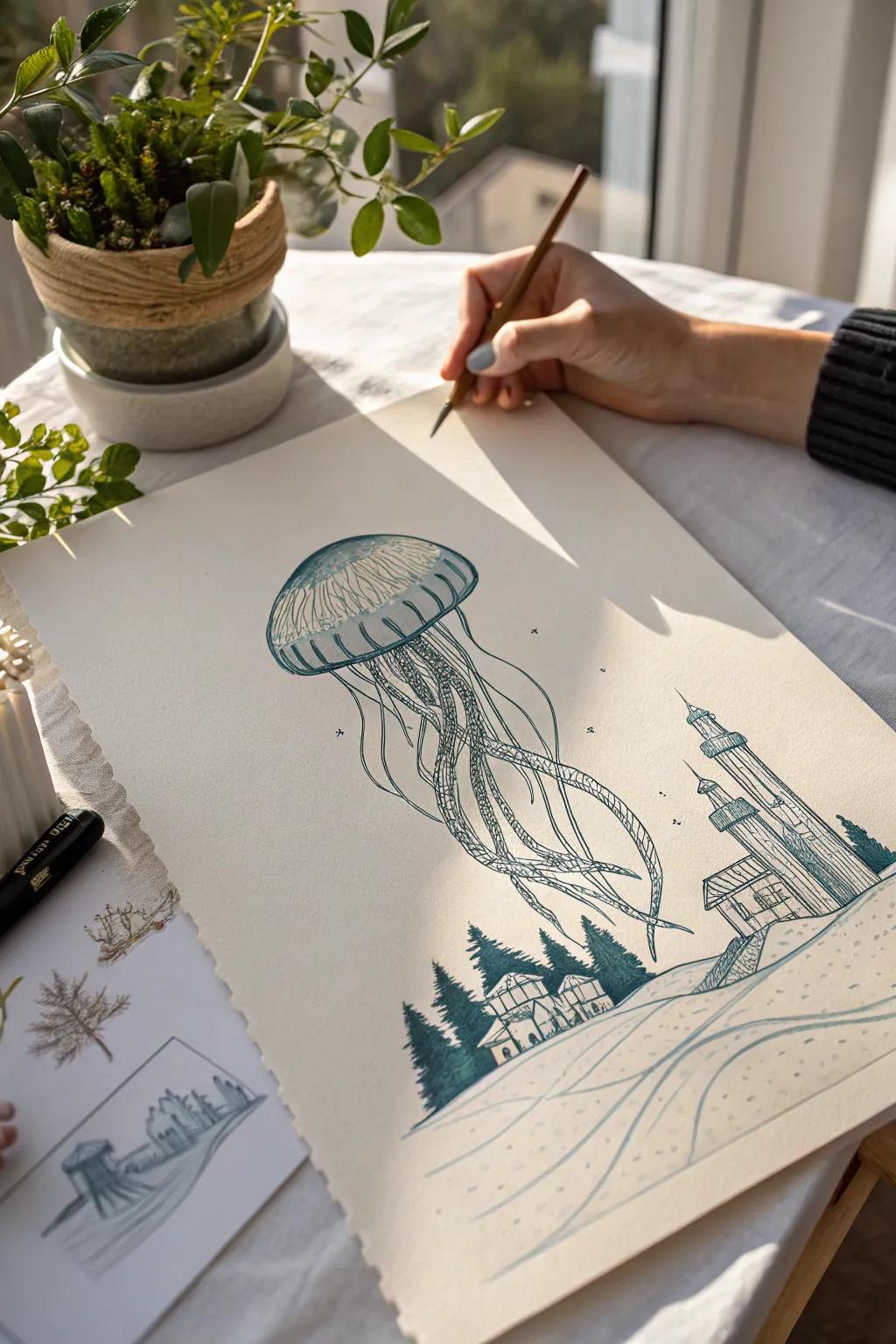 Venture into creativity: where marine marvels converge with imaginative artistry.