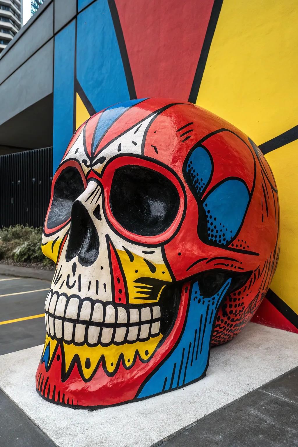 Unleash your creativity by creating this striking comic strip skull masterpiece, perfect for adding a dash of vibrancy and individuality to any environment.