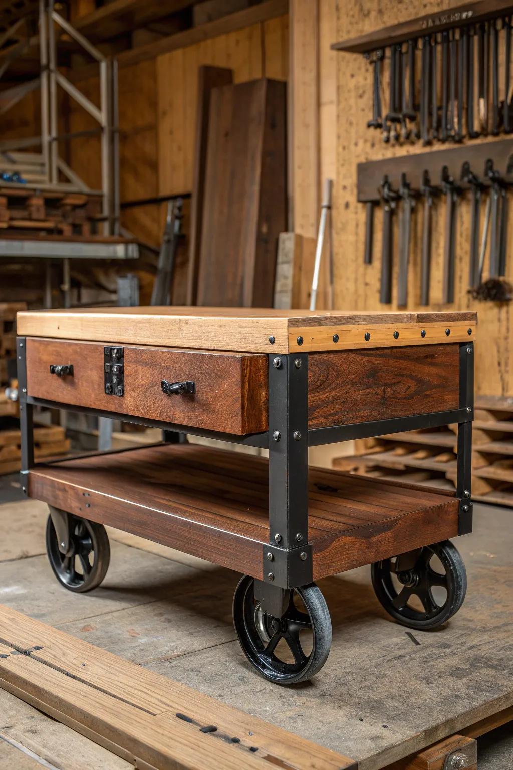 Transform your workspace with versatile, handcrafted rolling carts—where functionality meets craftsmanship.