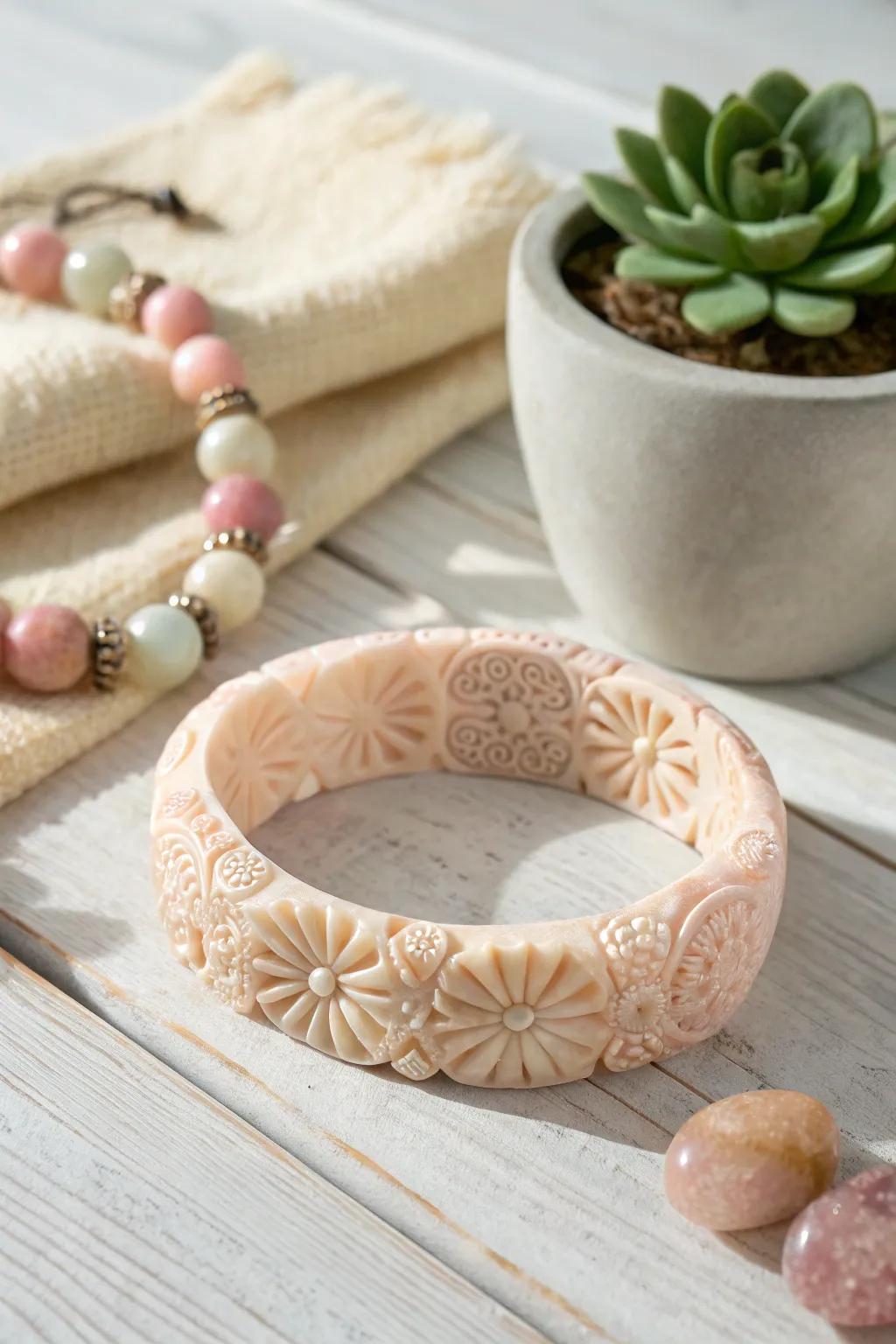 Crafted Splendor: Uncover the artistry of sculpture through this sophisticated soap bracelet, impeccable for petite hands and inventive minds.