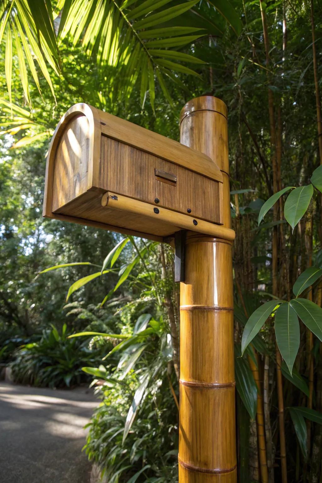 Uplift your frontage allure with this eco-conscious bamboo mail pillar, intermingling sustainability with style.