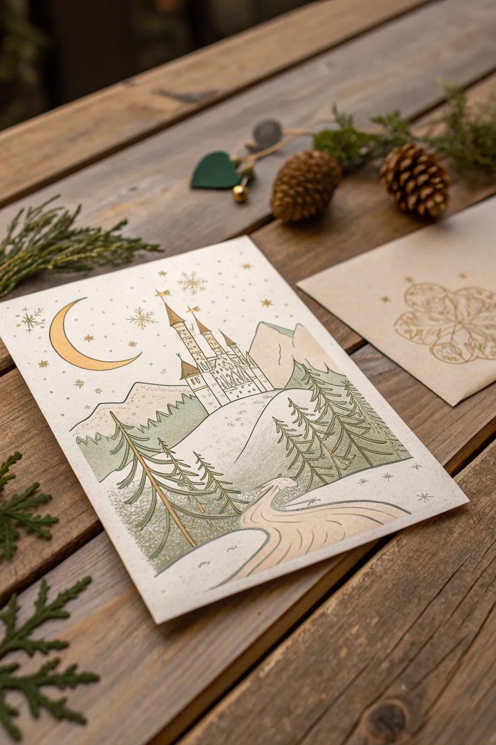 Escape into a realm of imagination using this captivating enchanted terrain card.