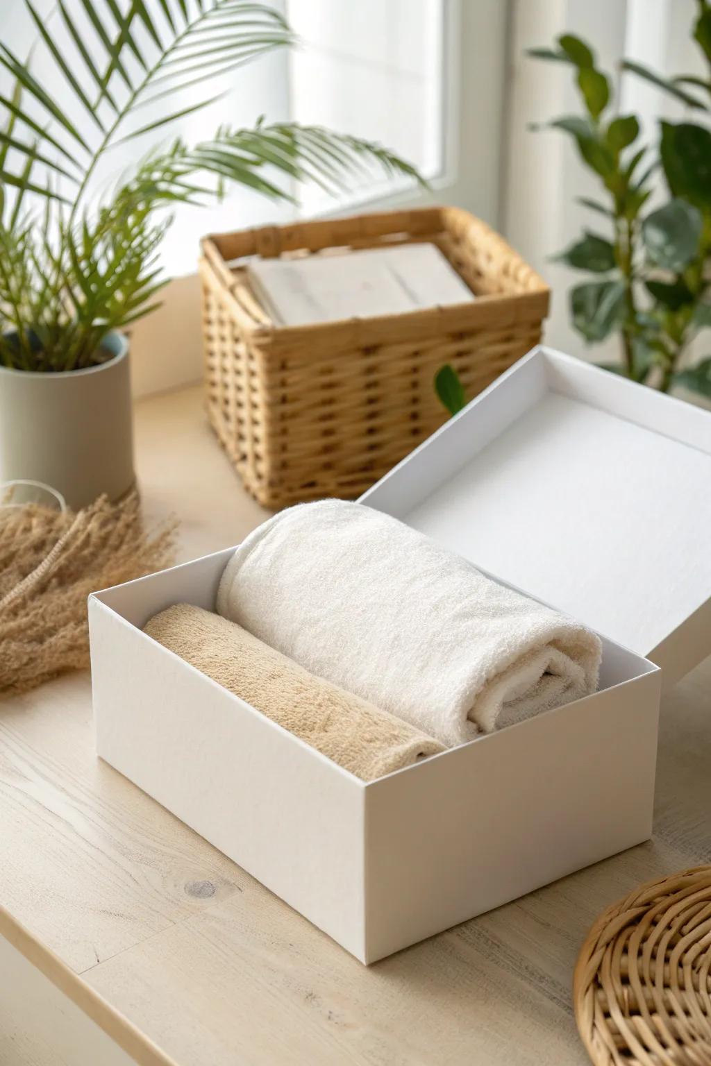 Elevate your gifting with minimalist white boxes, where simplicity encounters elegance.