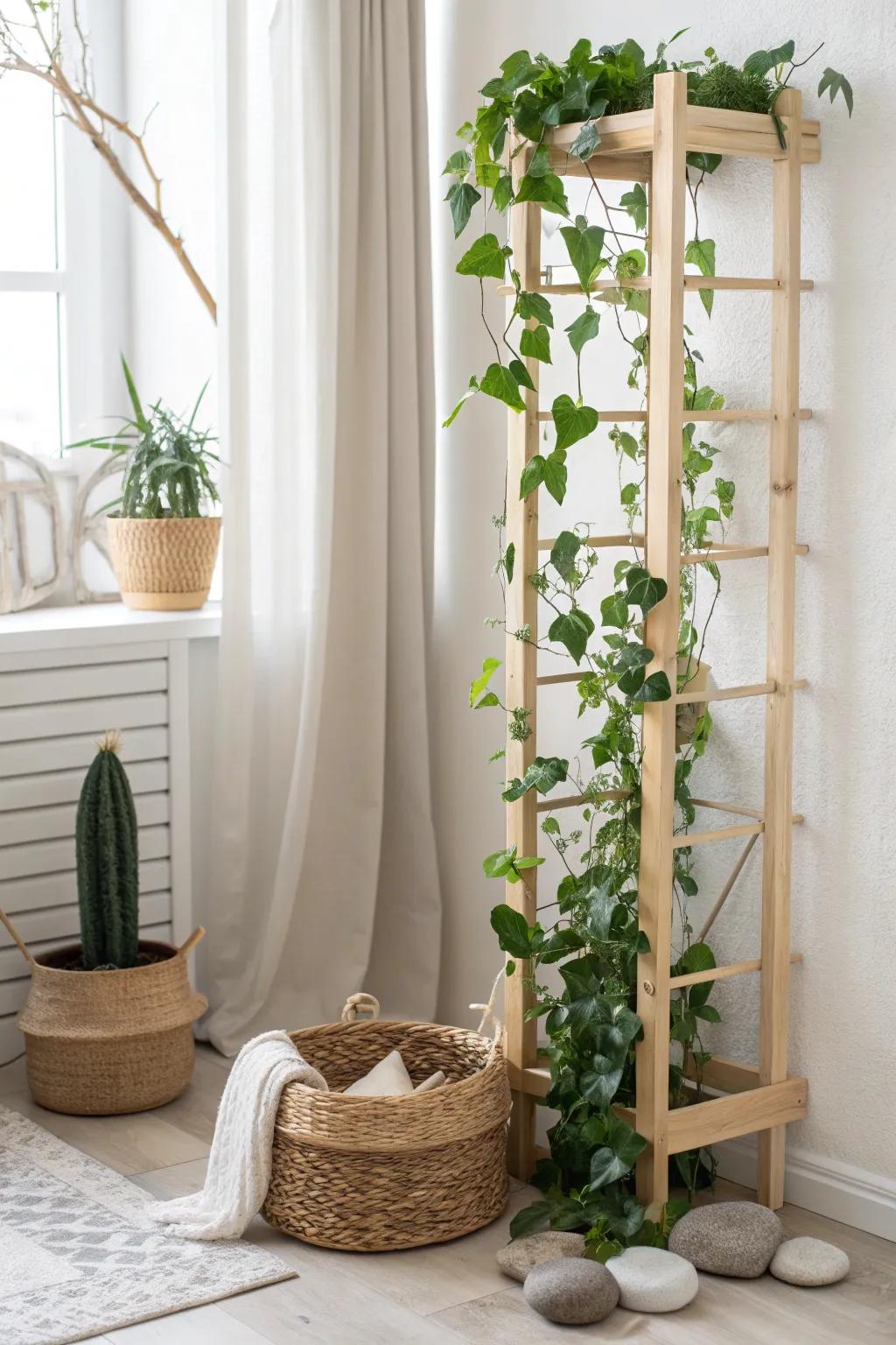Transform your patio with a stylish corner trellis vessel that unifies Scandinavian minimalism with Boho charm.