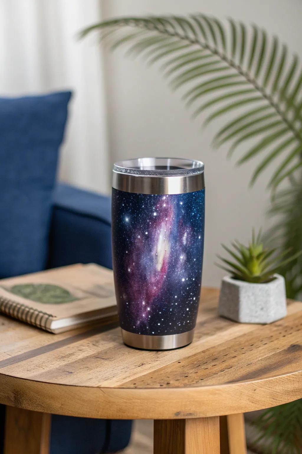 Elevate your tumbler game with cosmic elegance: Dive into the galaxy with our minimalist space-themed designs.
