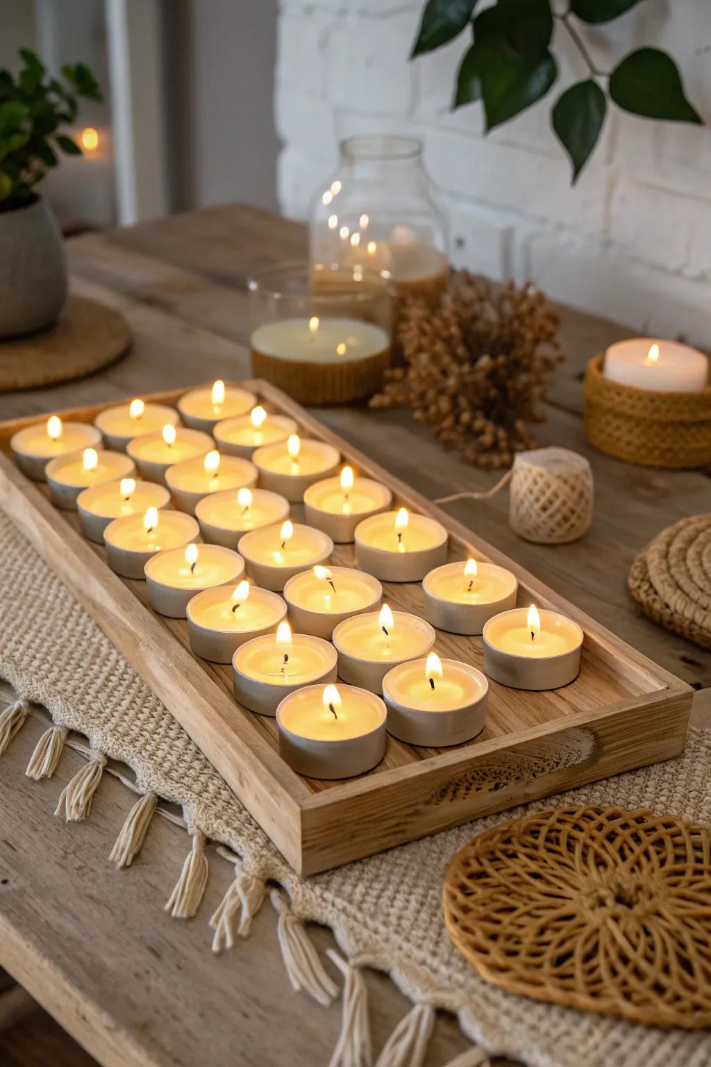 Illuminate your evenings with a stunning t-light display, where simplicity aligns with artistry. #LampMagic #ScandiBoho