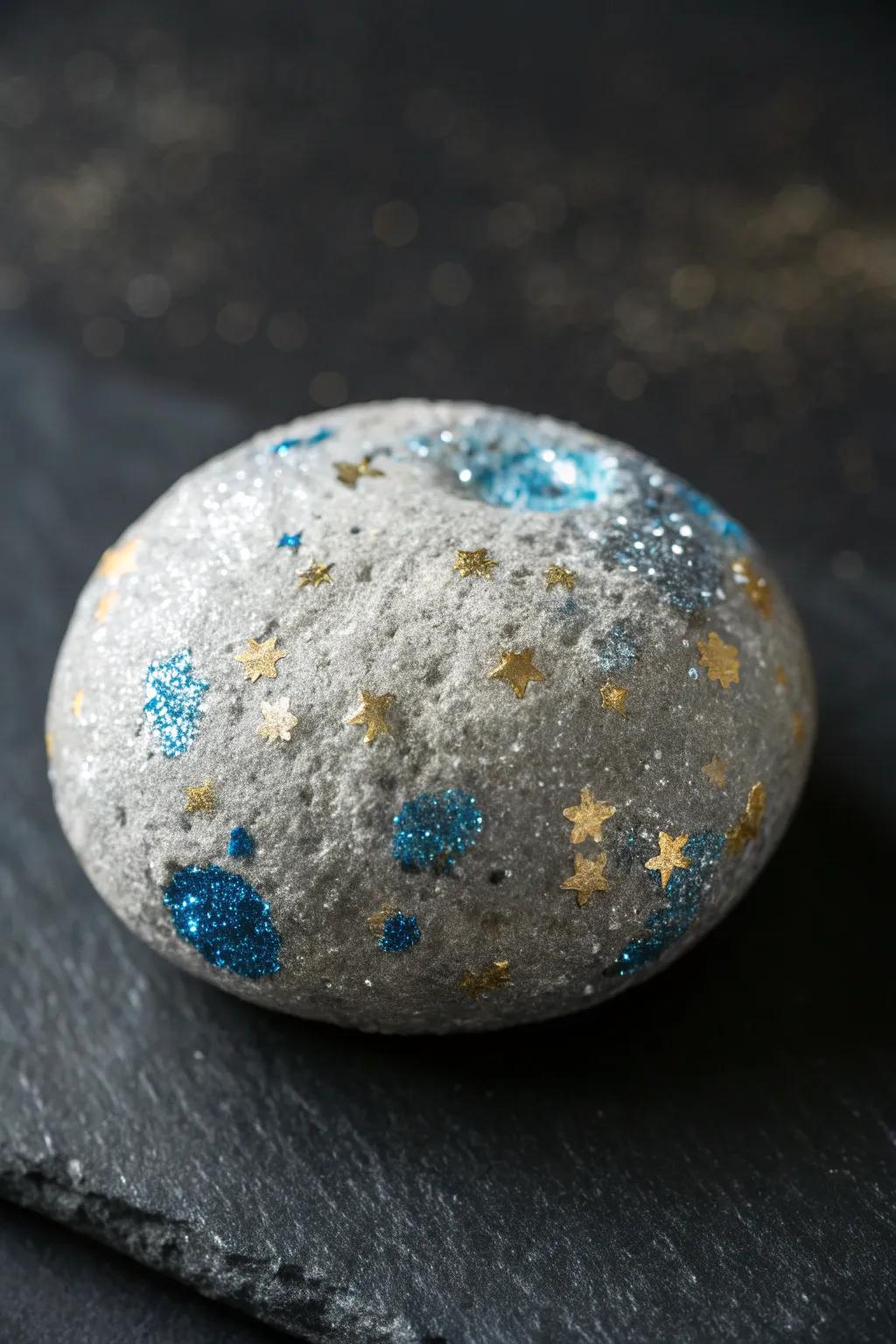 Design your personal celestial wonder with these handcrafted shimmering planet rocks.