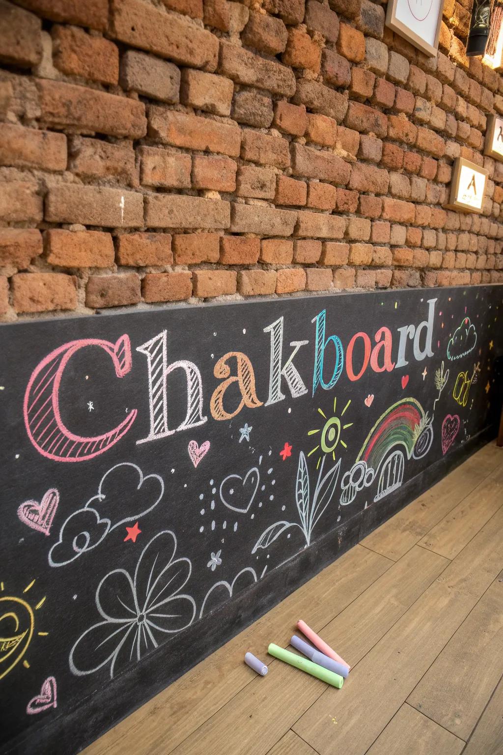 Unleash ingenuity using a chic chalkboard wall metamorphosis.