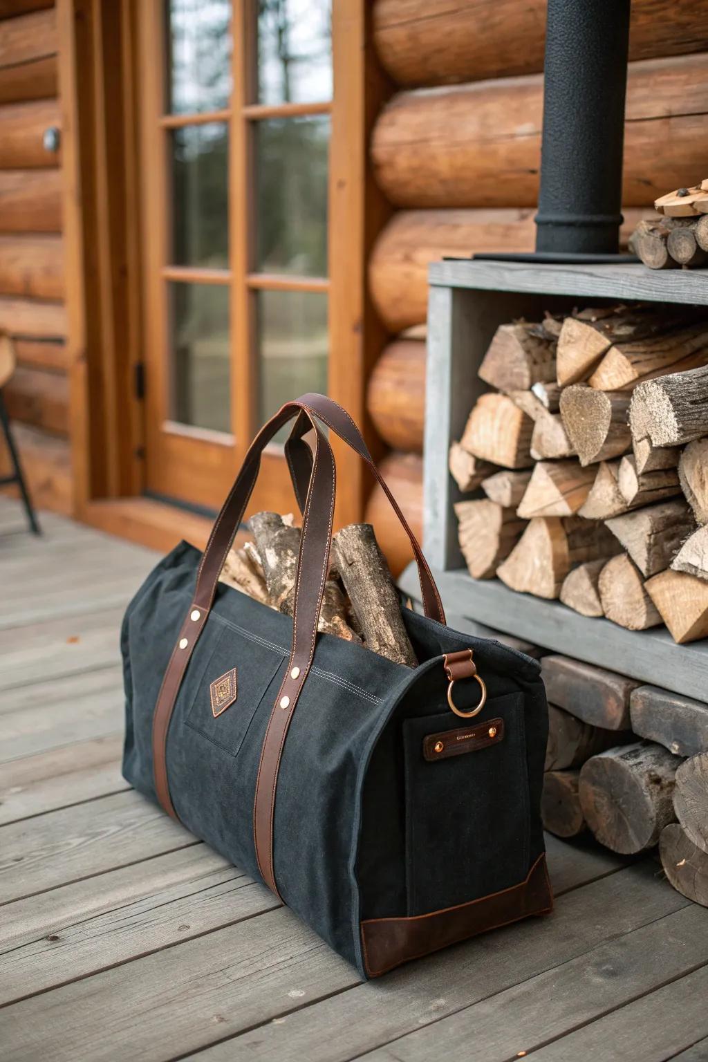 Upgrade your cabin excursions through this streamlined do-it-yourself kindling conveyor — a quintessential amalgam of flair and utility.