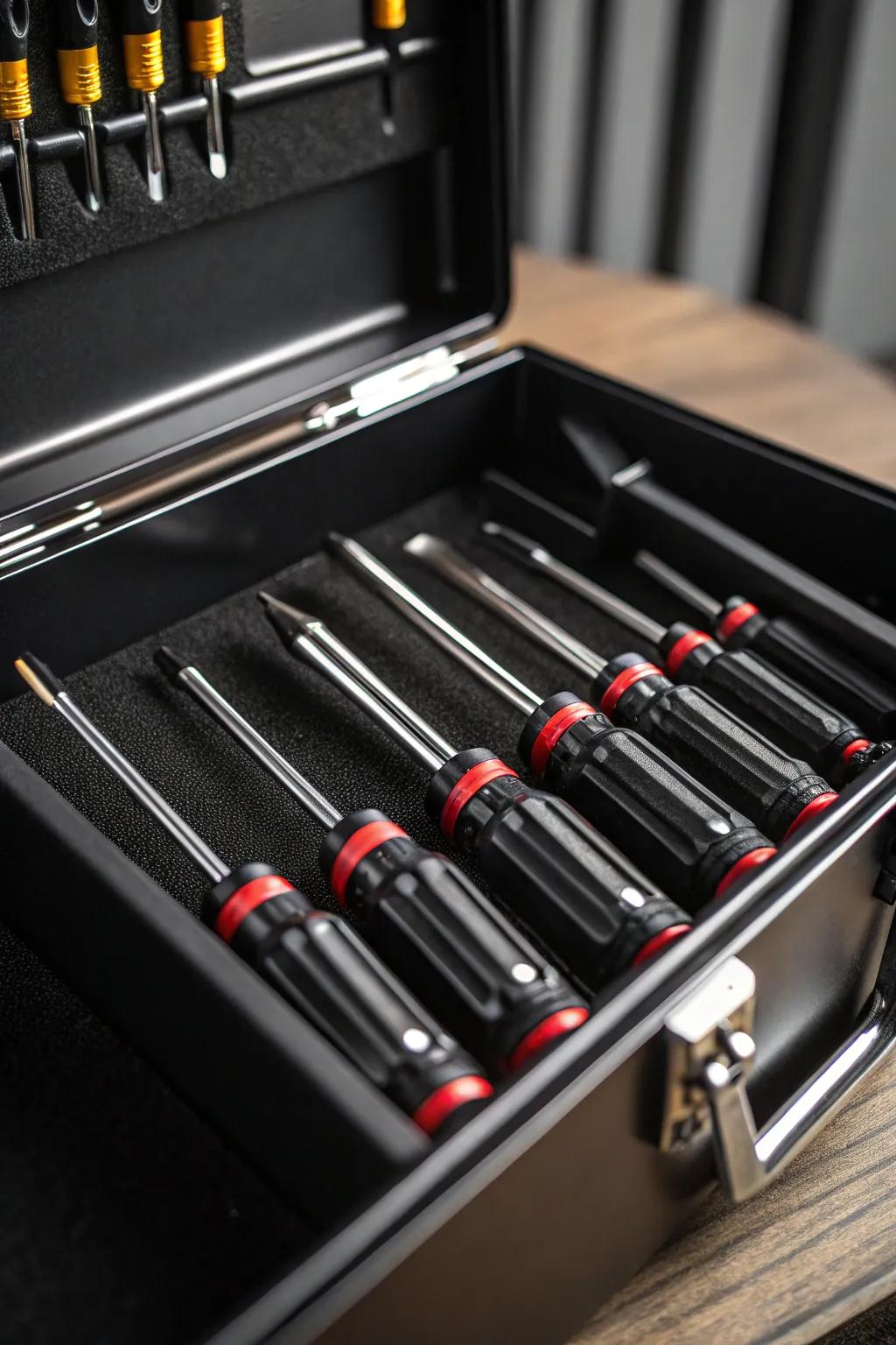Upgrade your toolbox with Magnetic Strip Mastery for streamlined and accessible screwdriver storage.