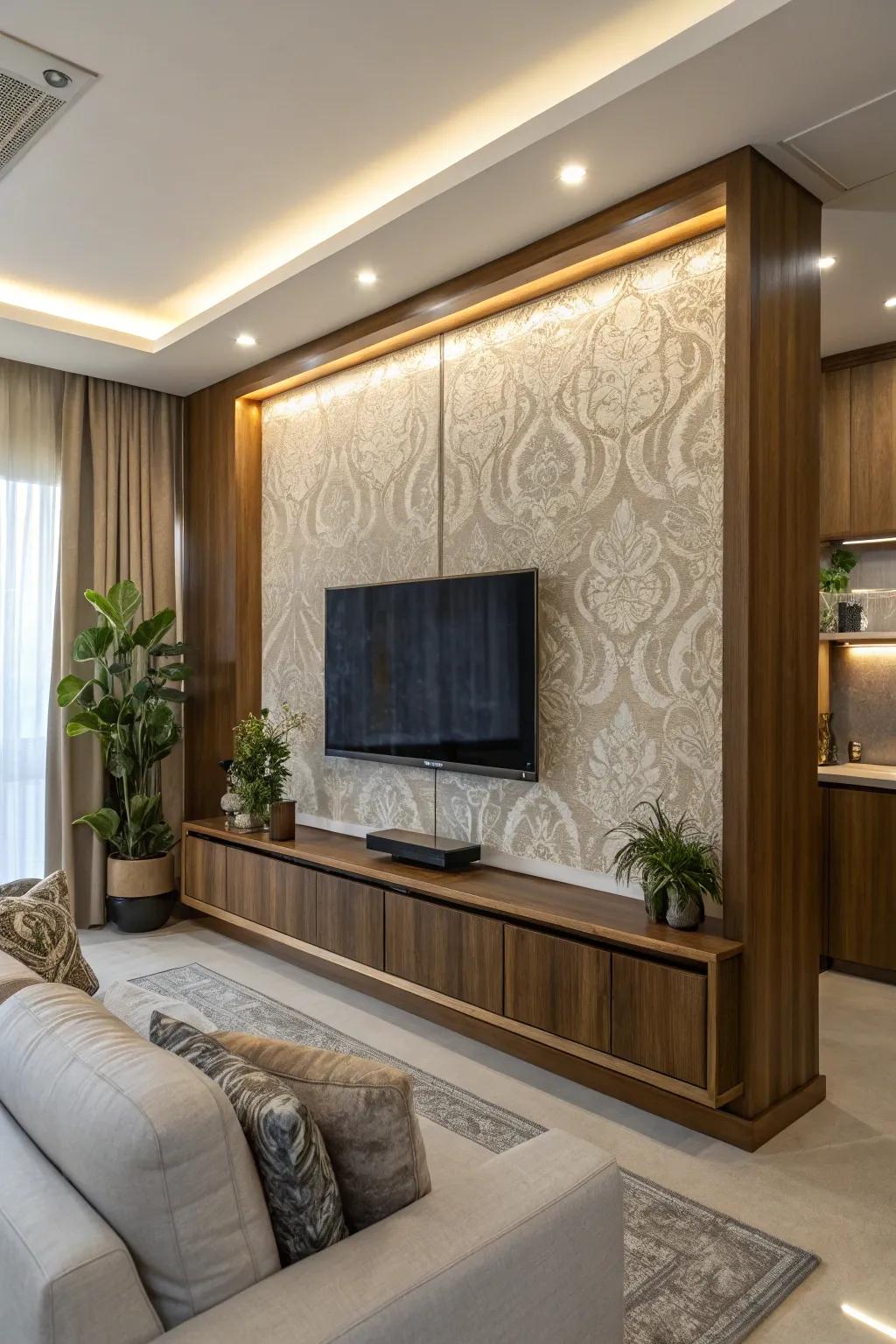 Elevate your living space with a chic fabric panel TV concealment, blending style and comfort effortlessly.