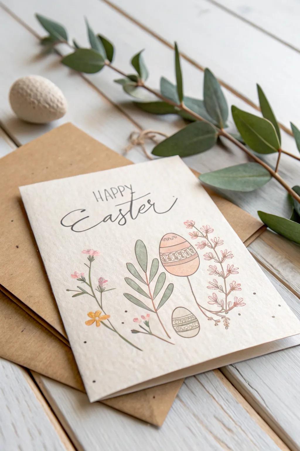 Celebrate Easter sustainably with a chic, minimalist card crafted from recycled paper—proof that beauty lies in simplicity.