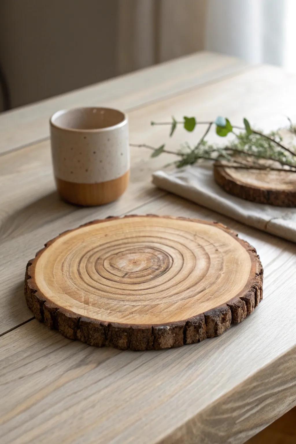 Elevate your autumn tabletop through handcrafted timber fragment platforms – where countryside charm converges with minimalist elegance.