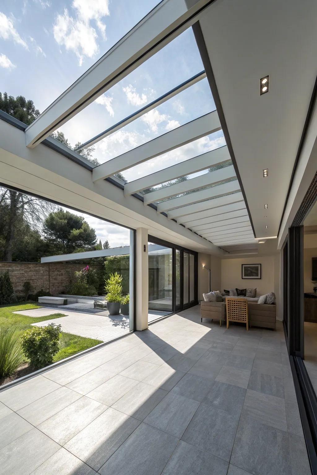 Transform your patio into a sunlit oasis with stylish integrated skylights.