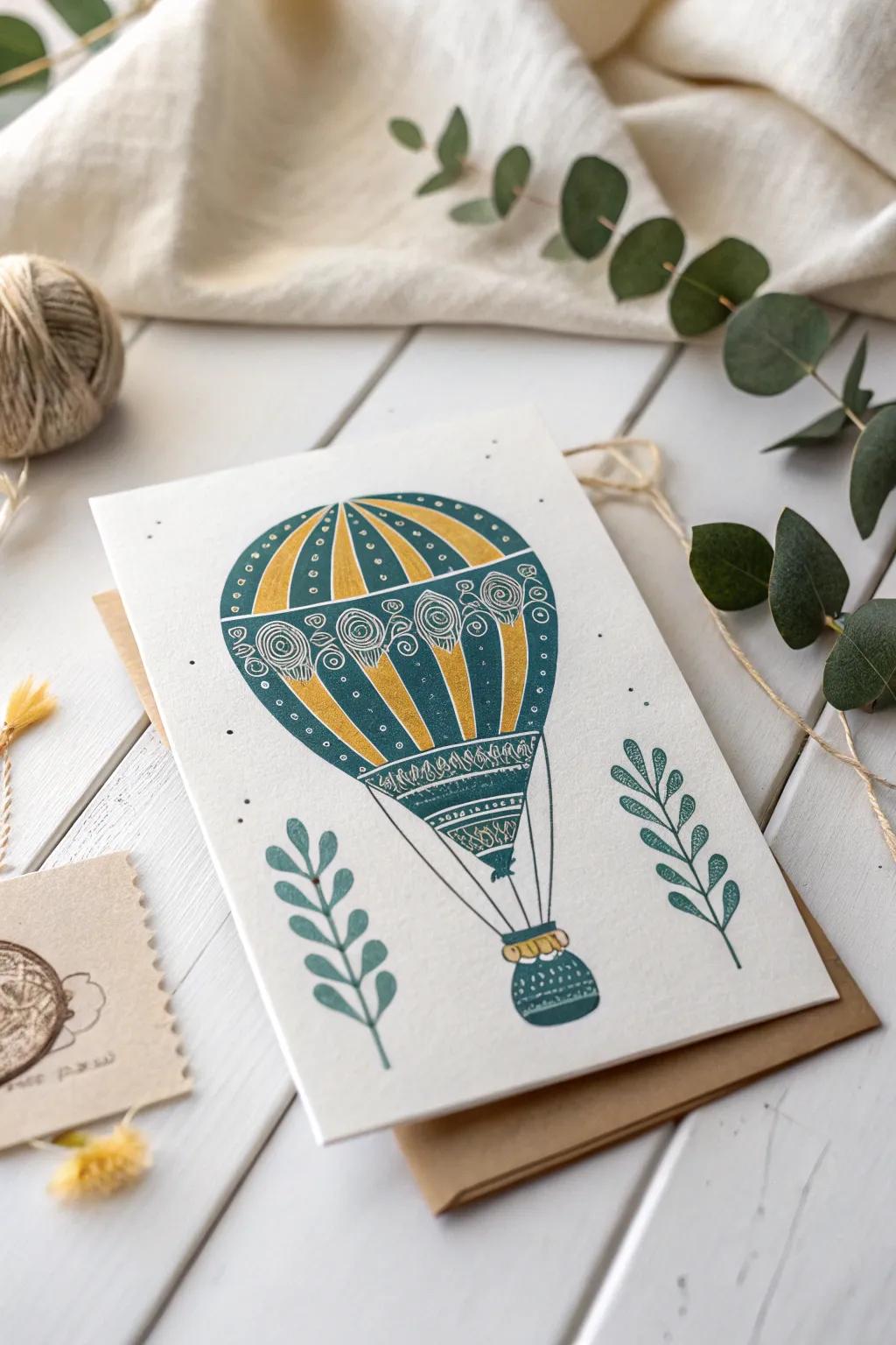 With customizable hot air balloon cards that blend minimalist elegance with boho charm, give your stationery an elegant feel.