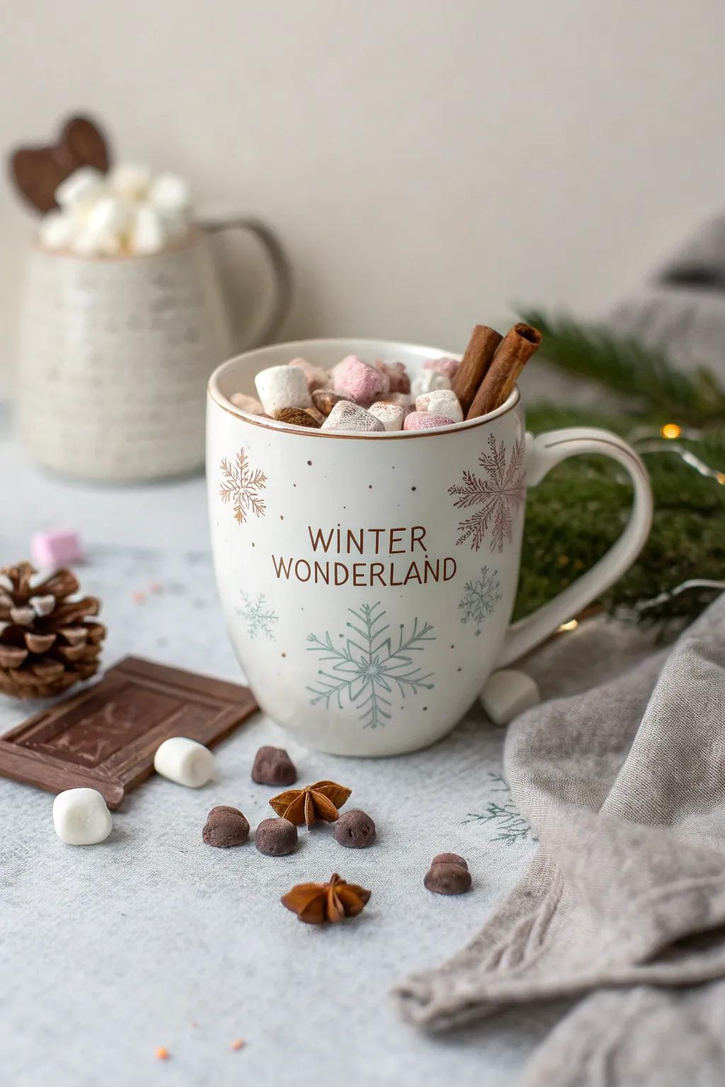 Gift magic with a 'Winter Dream' cocoa mug, where simplicity meets festive delight!
