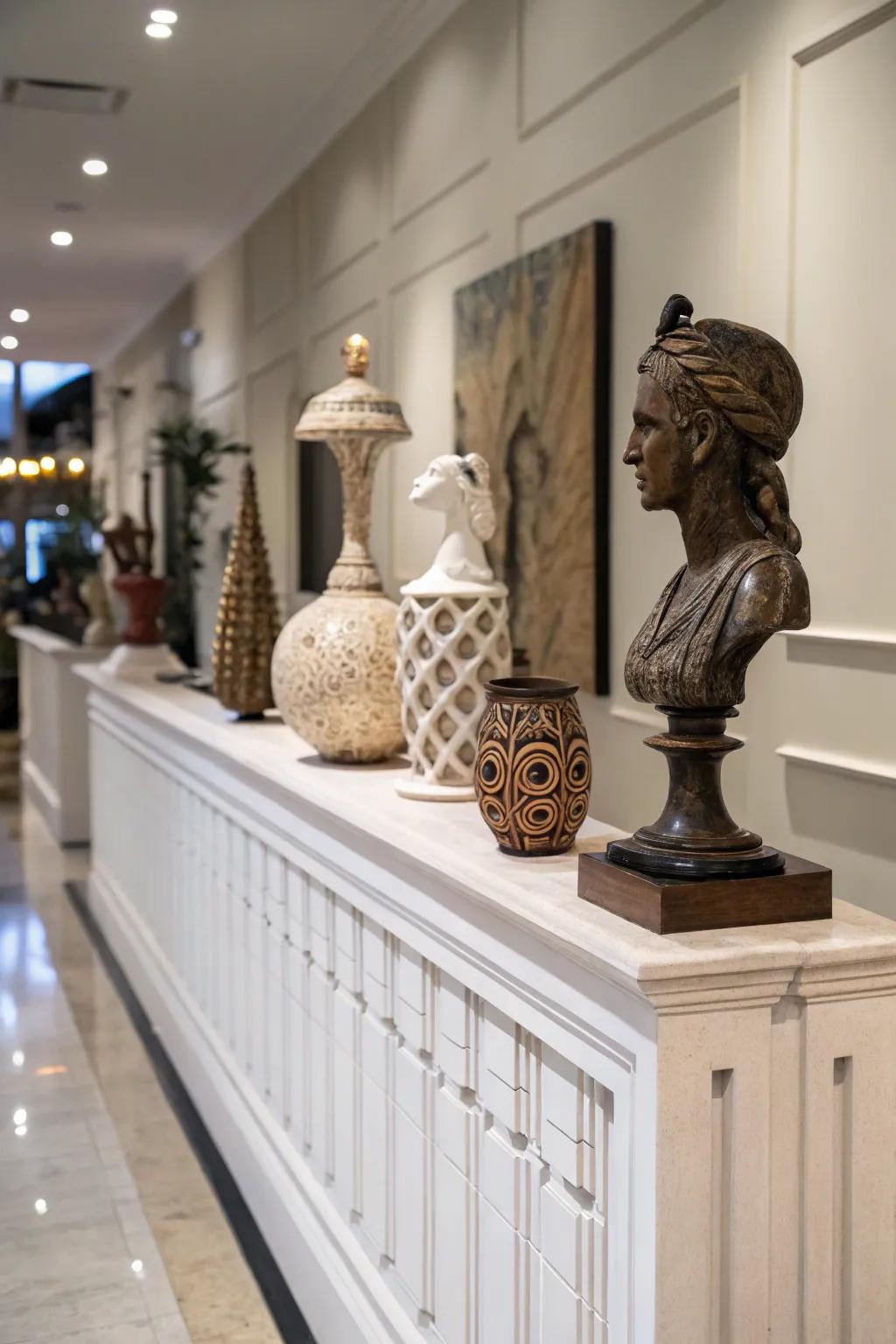 Make a statement with sculptural pieces on your ledge.