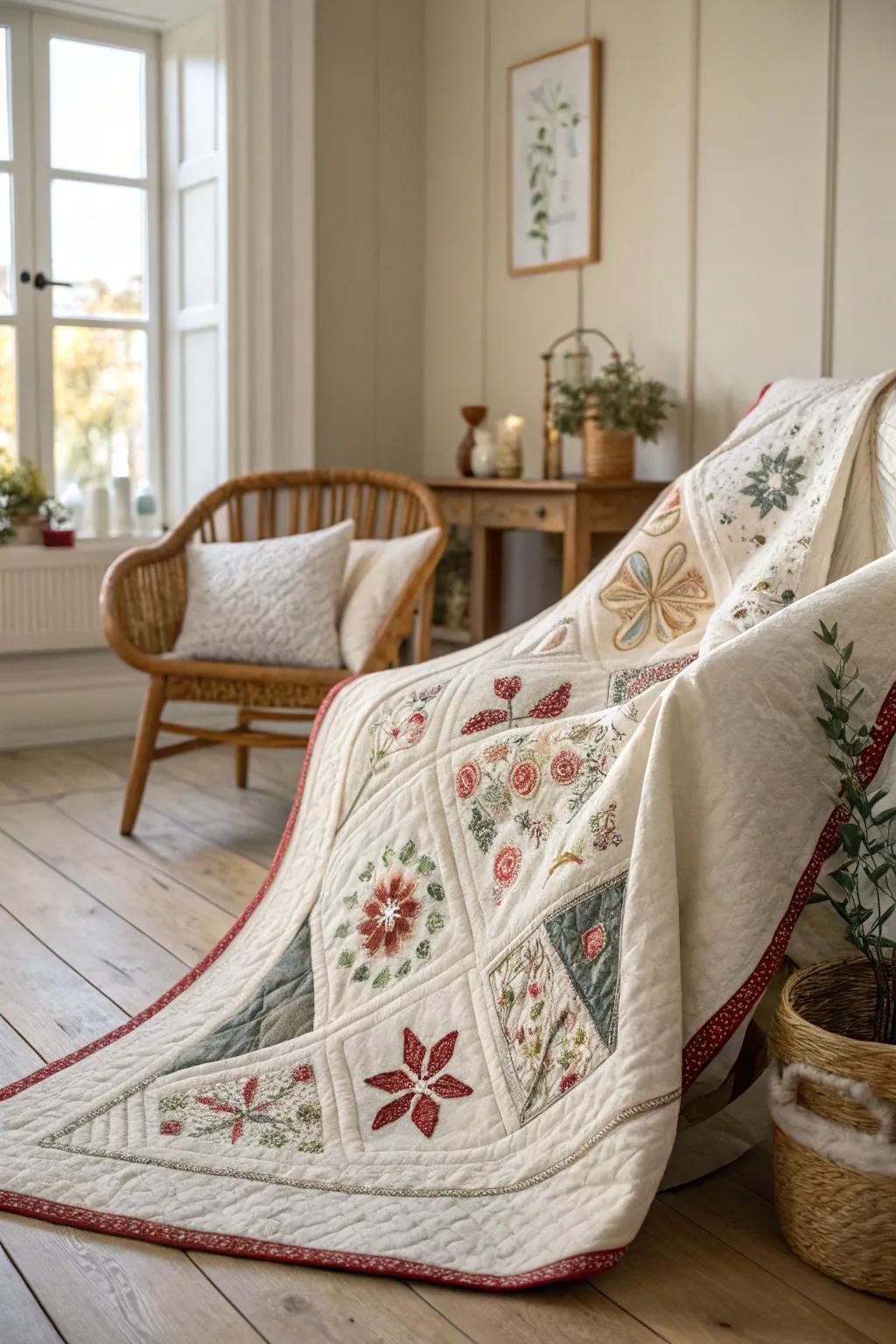 Elevate your quilt with a hint of artistry—explore the enchantment of assorted-medium borders. 🌿✨ #ModernQuilt #Craftsmanship