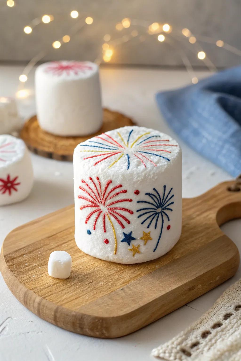 Celebrate with edible fireworks: marshmallow magic for a colorful New Year!