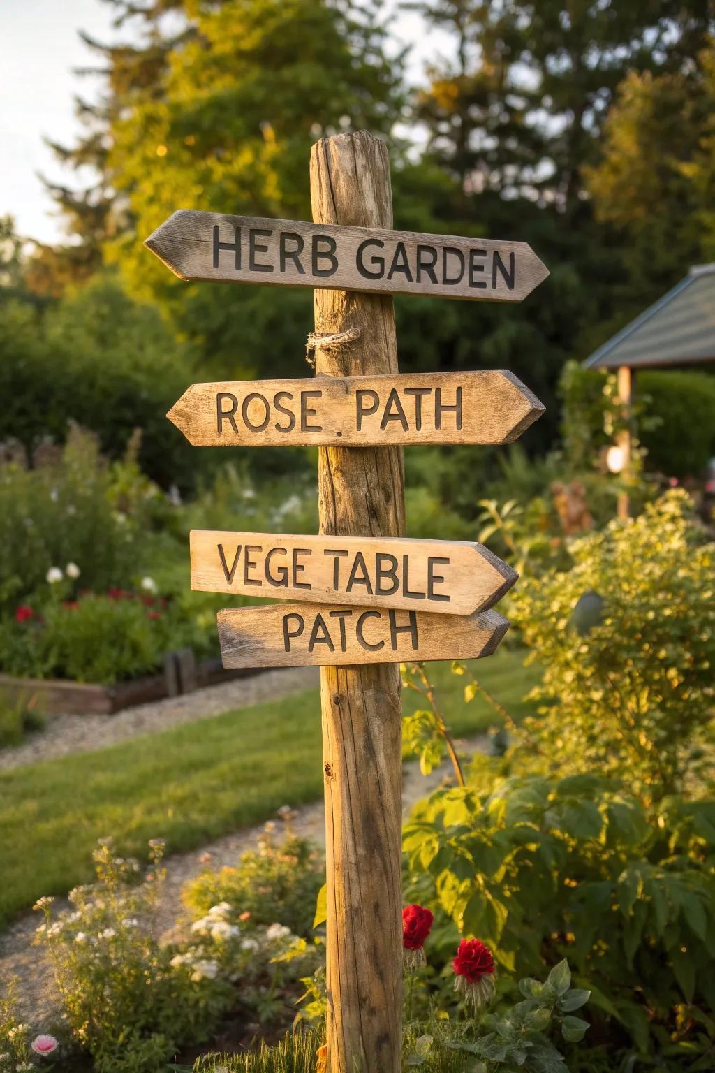 Transform your garden with this charming rustic guide marker, leading you through nature’s splendor.