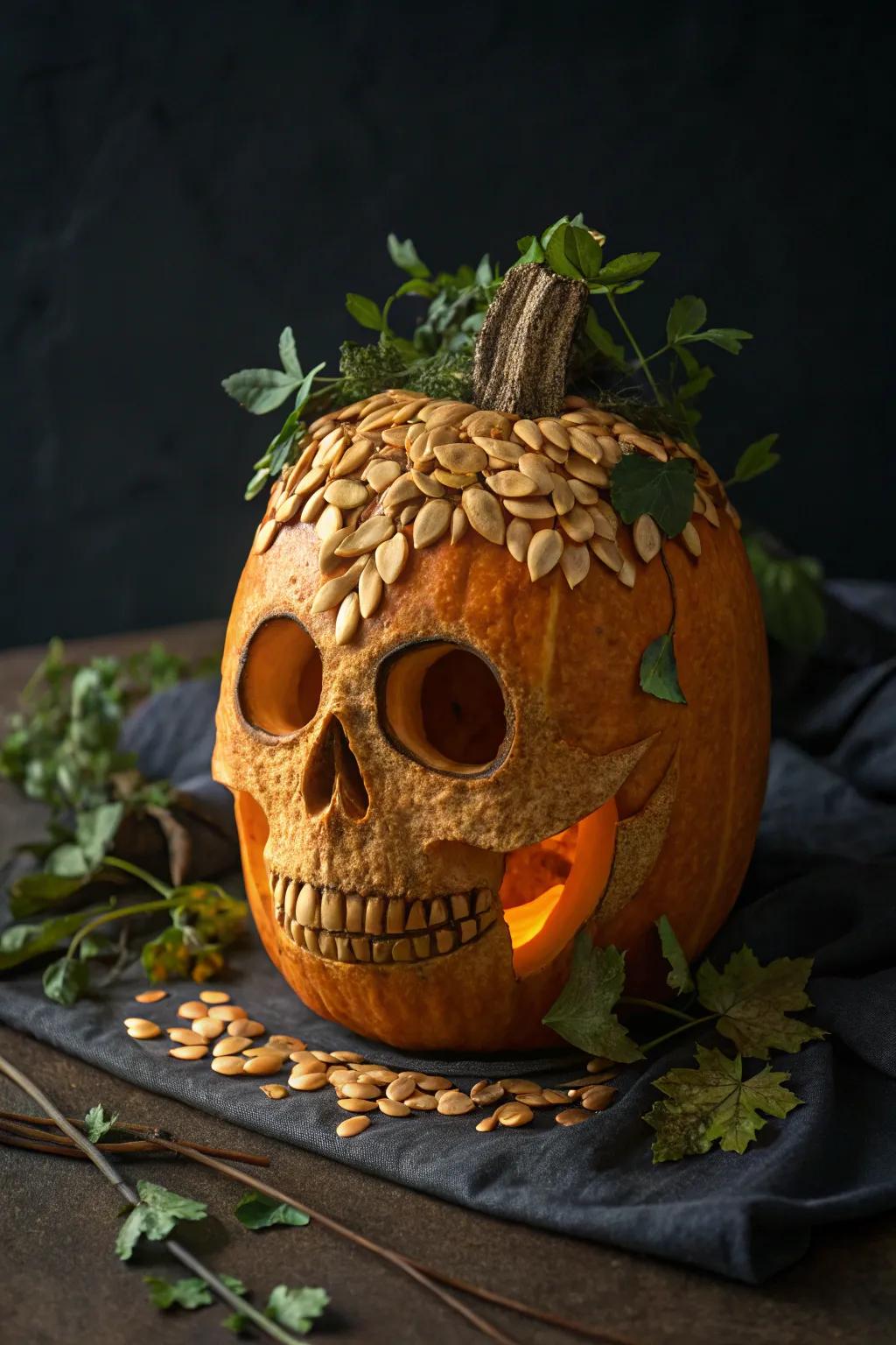 Edgy Elegance: A Skull with a Mohawk for the Bold Pumpkin Carver