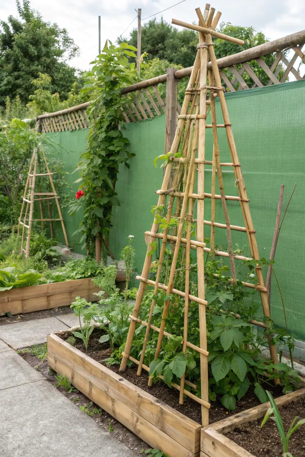 Refine your garden through a hint of rustic refinement: Fashion a bamboo framework to meld straightforwardness with innate splendor.