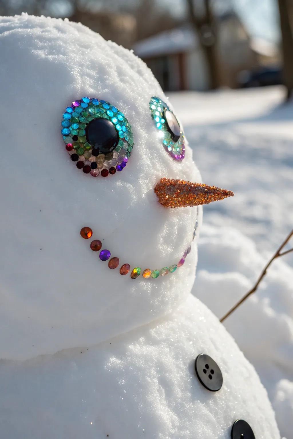 Append a stroke of glamor to your snowman through sparkling array eyes!