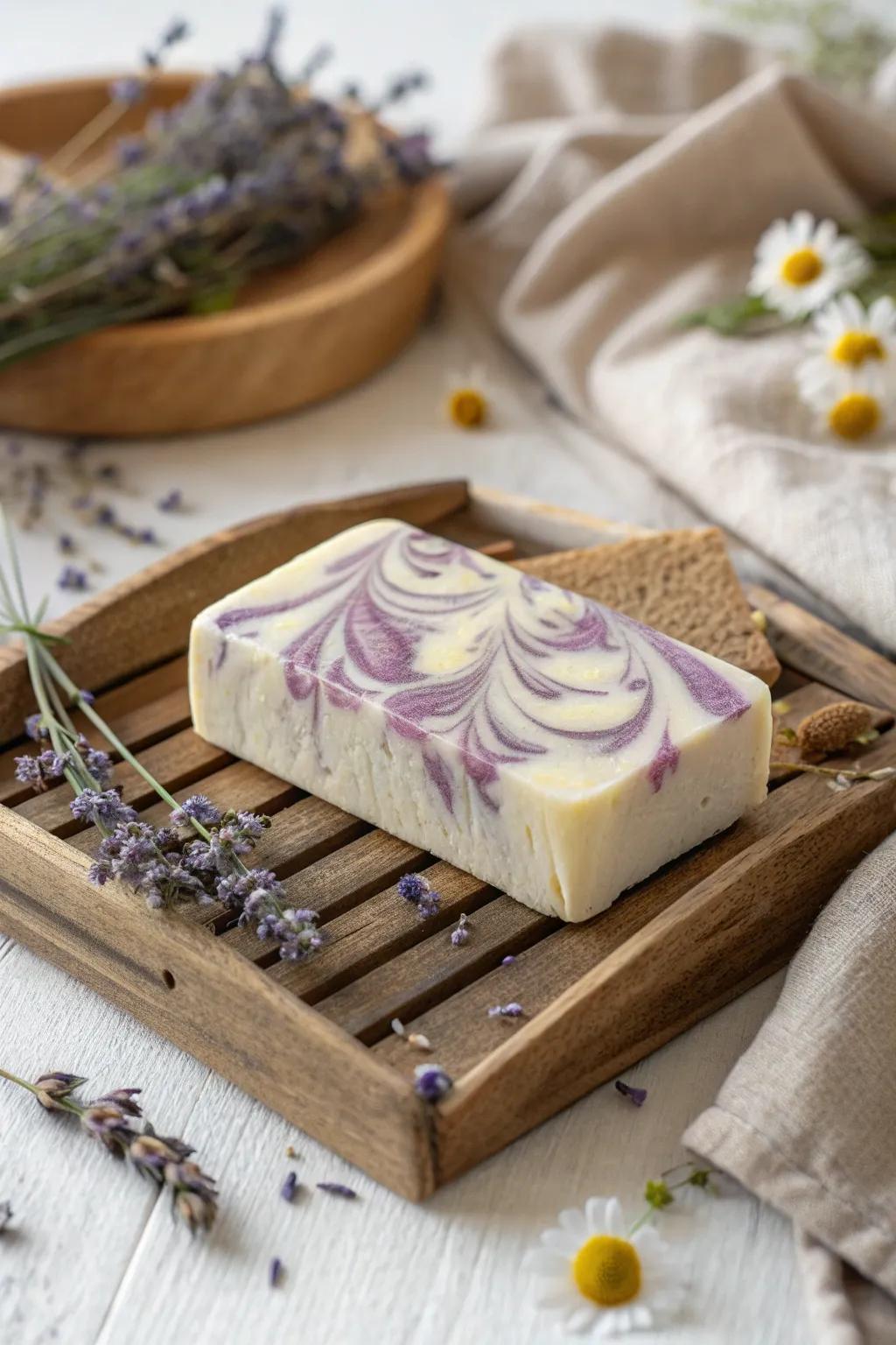 Embrace Spring with Luxurious Handcrafted Cleansing Bars: A Symphony of Lavender and Chamomile.