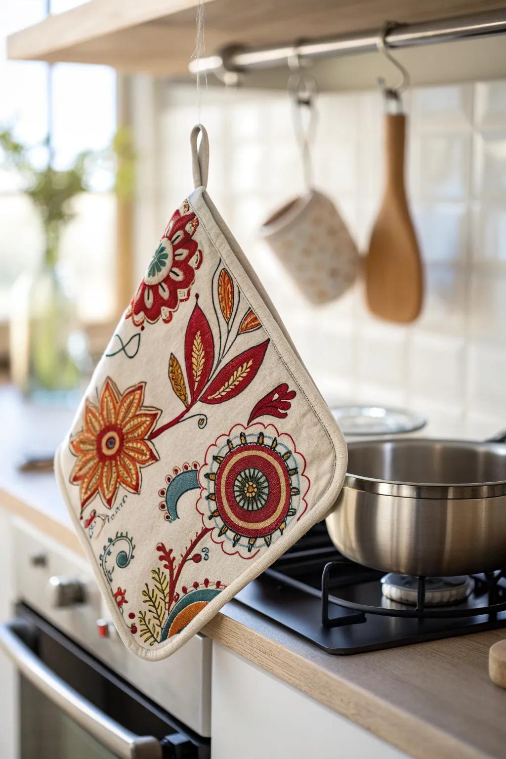 Elevate your culinary decor with this stunning, handcrafted hand saver—where function meets art.