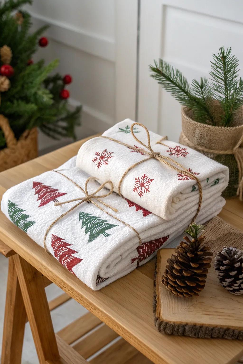 Wrap your holiday cheer in style with festive towel presentation that delights the minimalist heart.